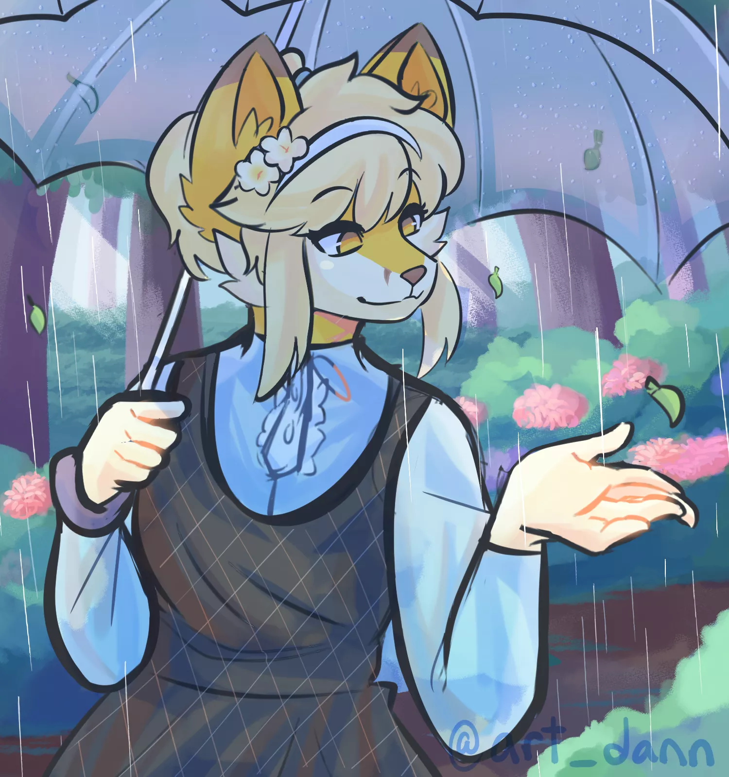 Walking through the rainy woods (art by me | @art_dann on twitter)