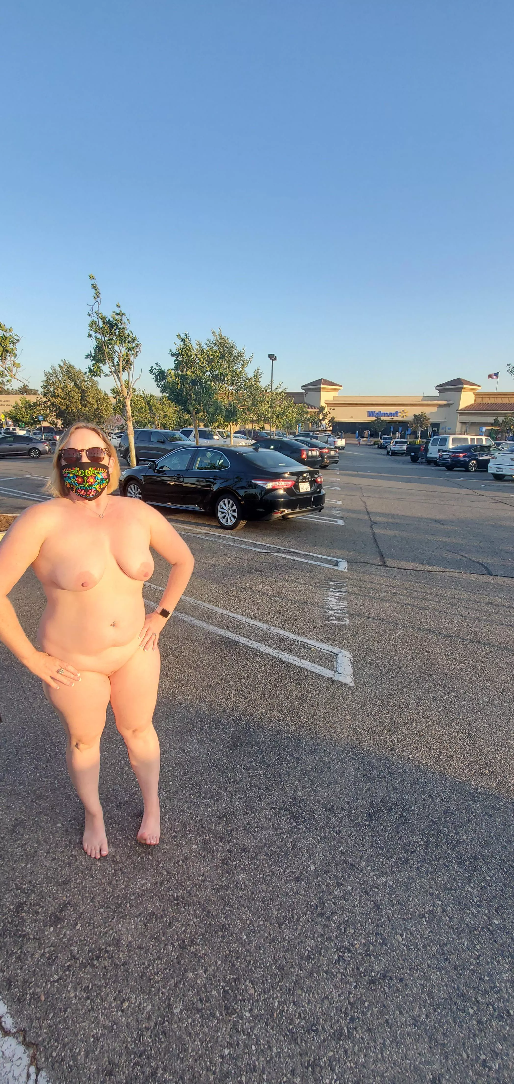 Walking through the Walmart parking lot!