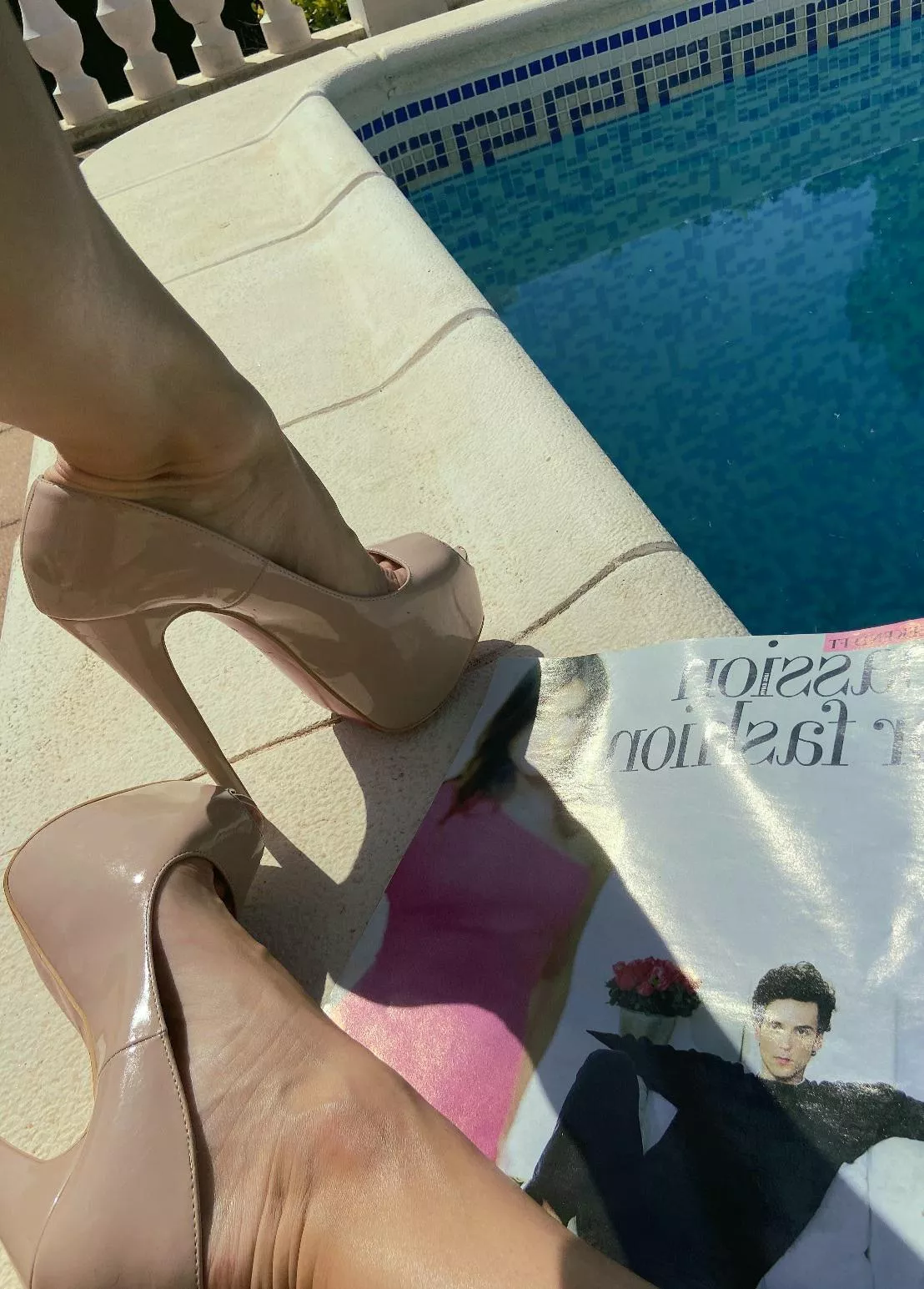 Wearing heels at the pool