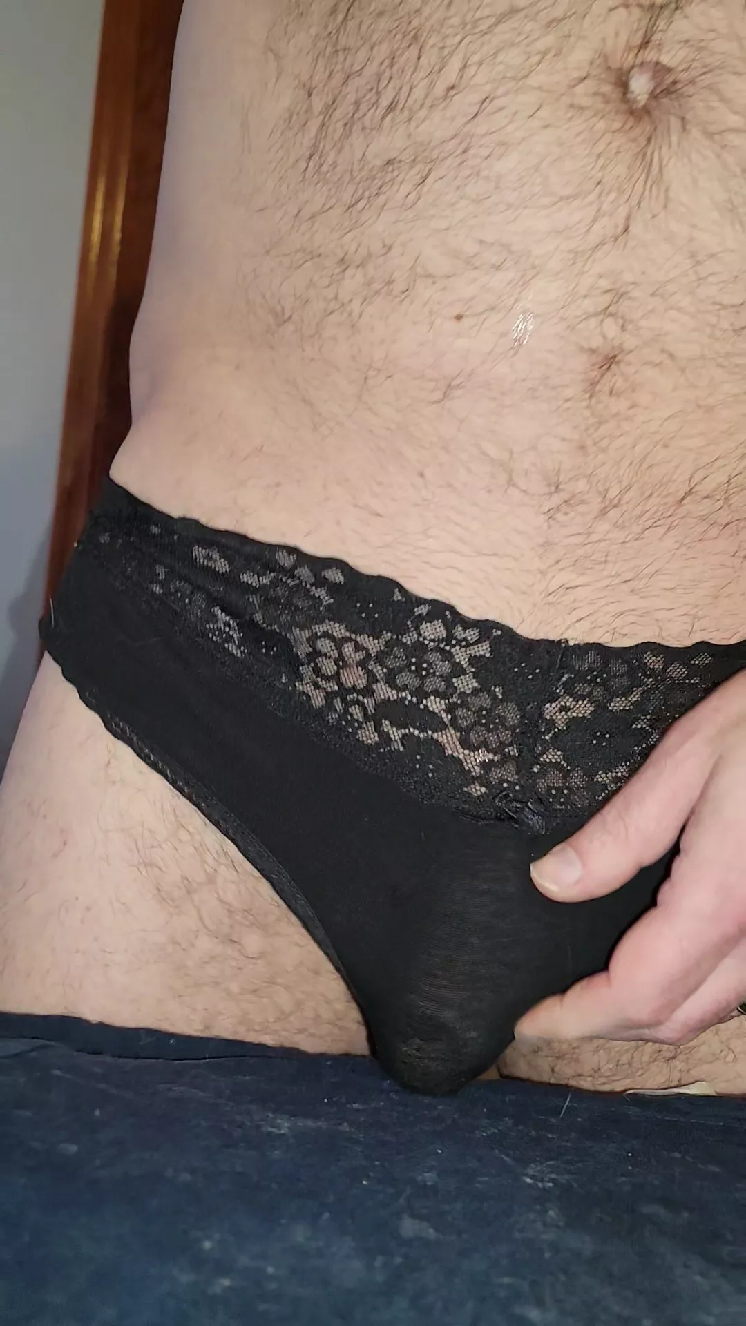 Wearing wife's panties feels so naughty