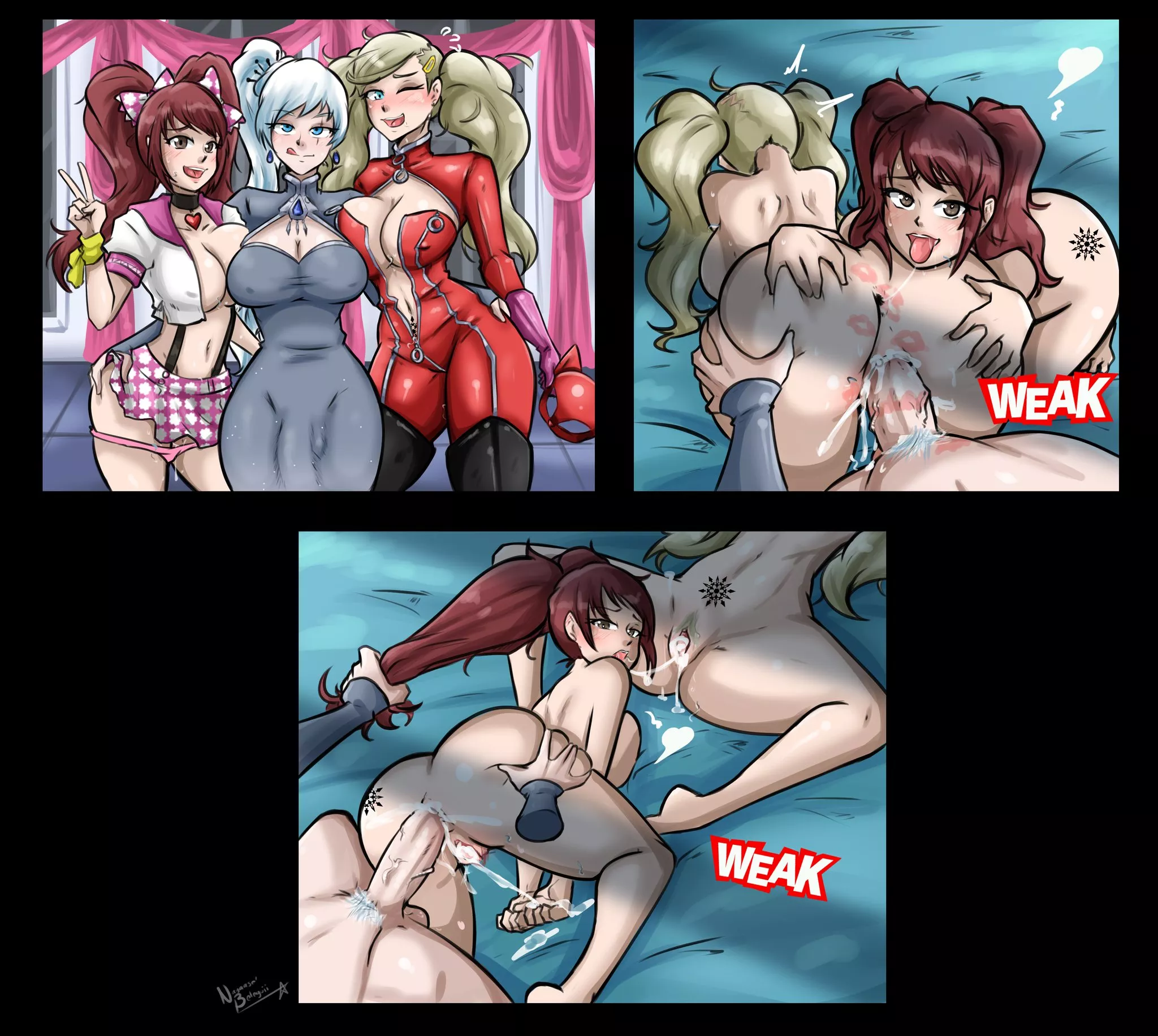 Weiss having fun with Rise and Ann [NayaaNSFW]