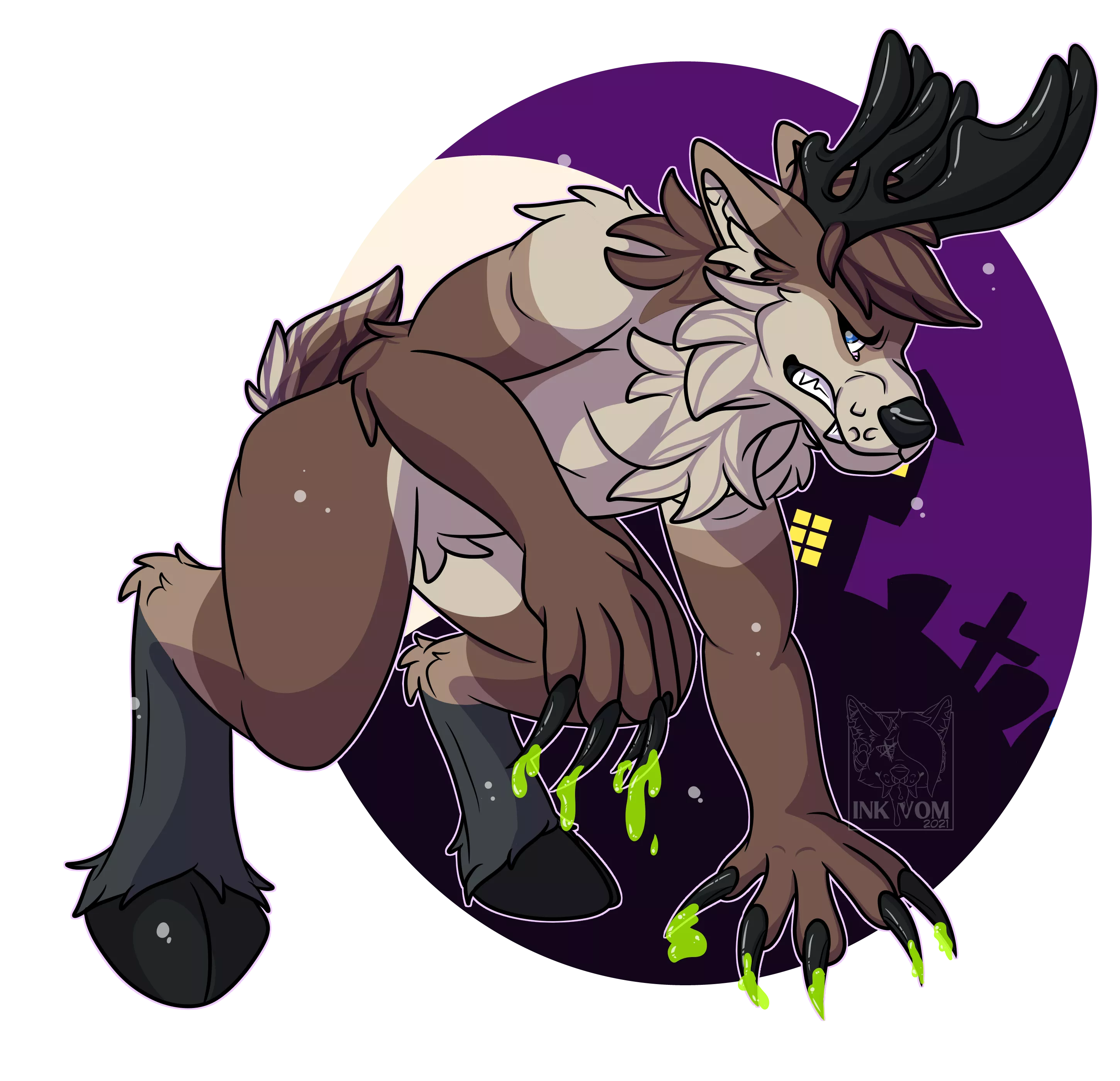 Werewoleer (wolfXdeer hybrid) art by myself (inkvom)