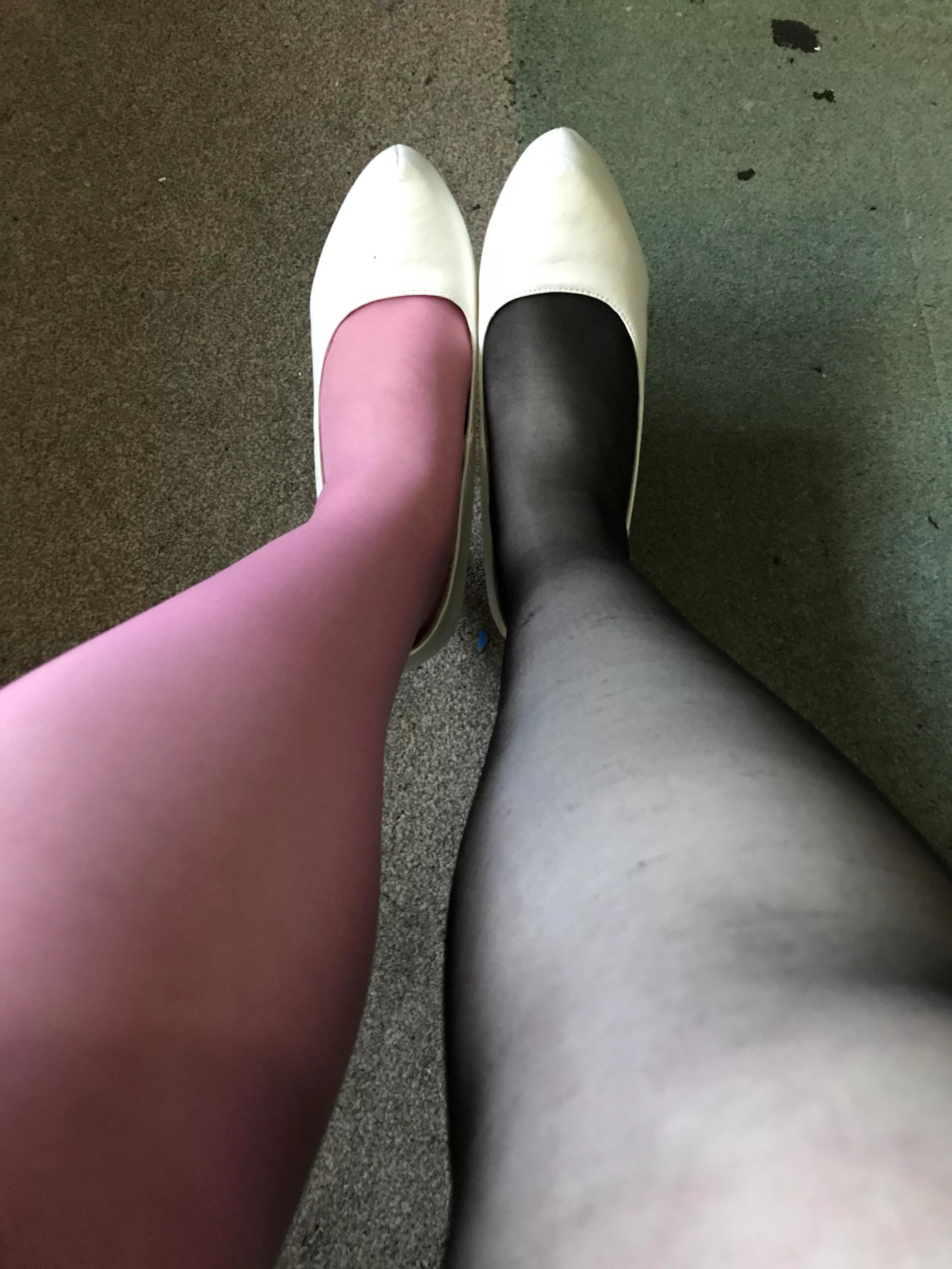 What colour nylons work better with the white heels? (CD)