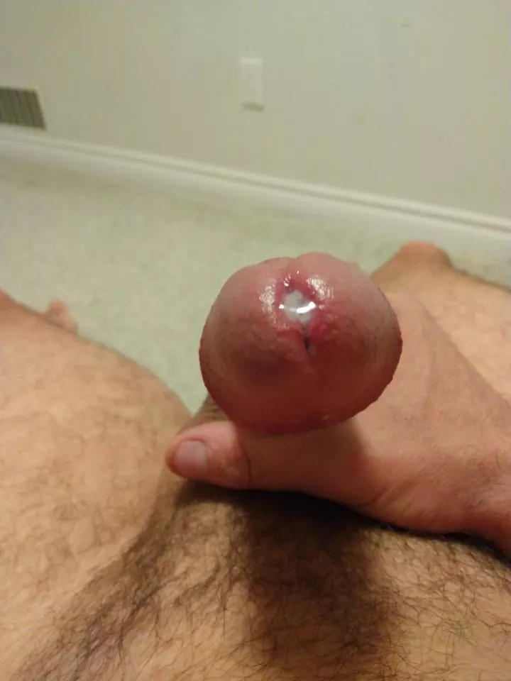 When you're so turned on your precum is mixed with cum.