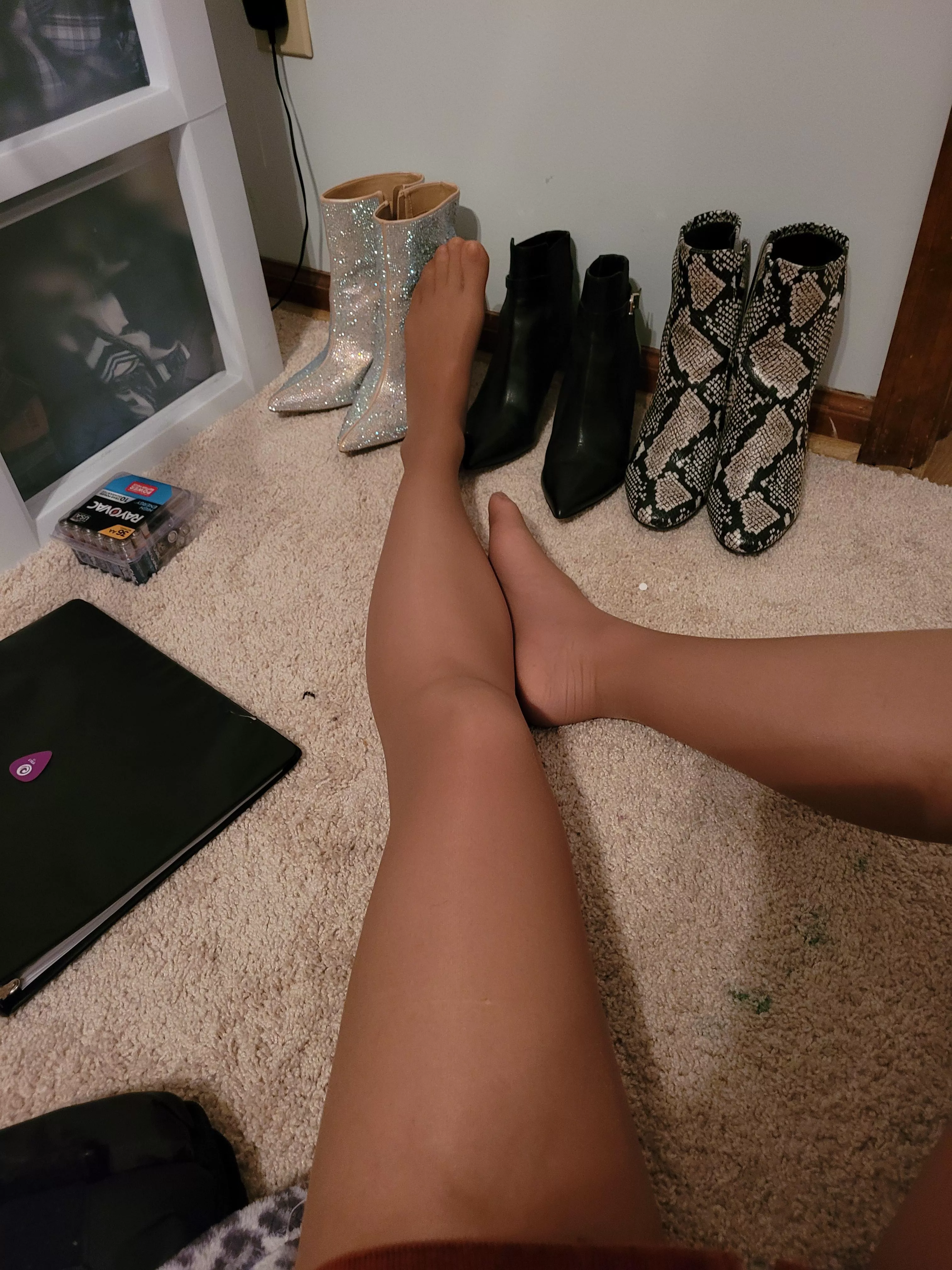 Which boots should I wear tomorrow? With nylons...