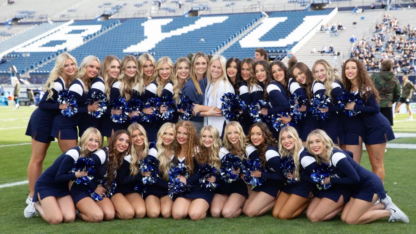 Which BYU cheerleader (back L=>R, front L=>R)