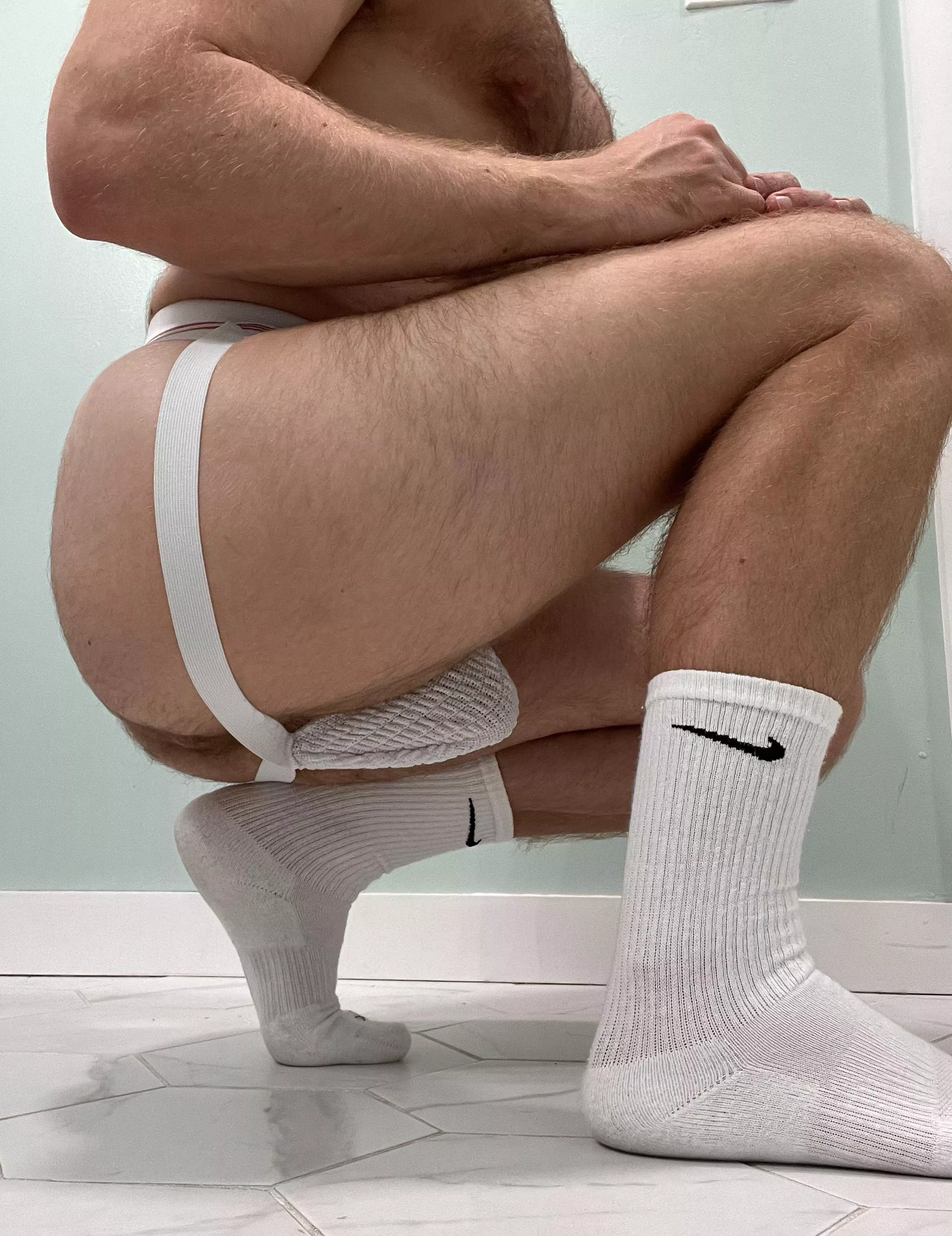 White jockstrap and socks post gym 💪🏼