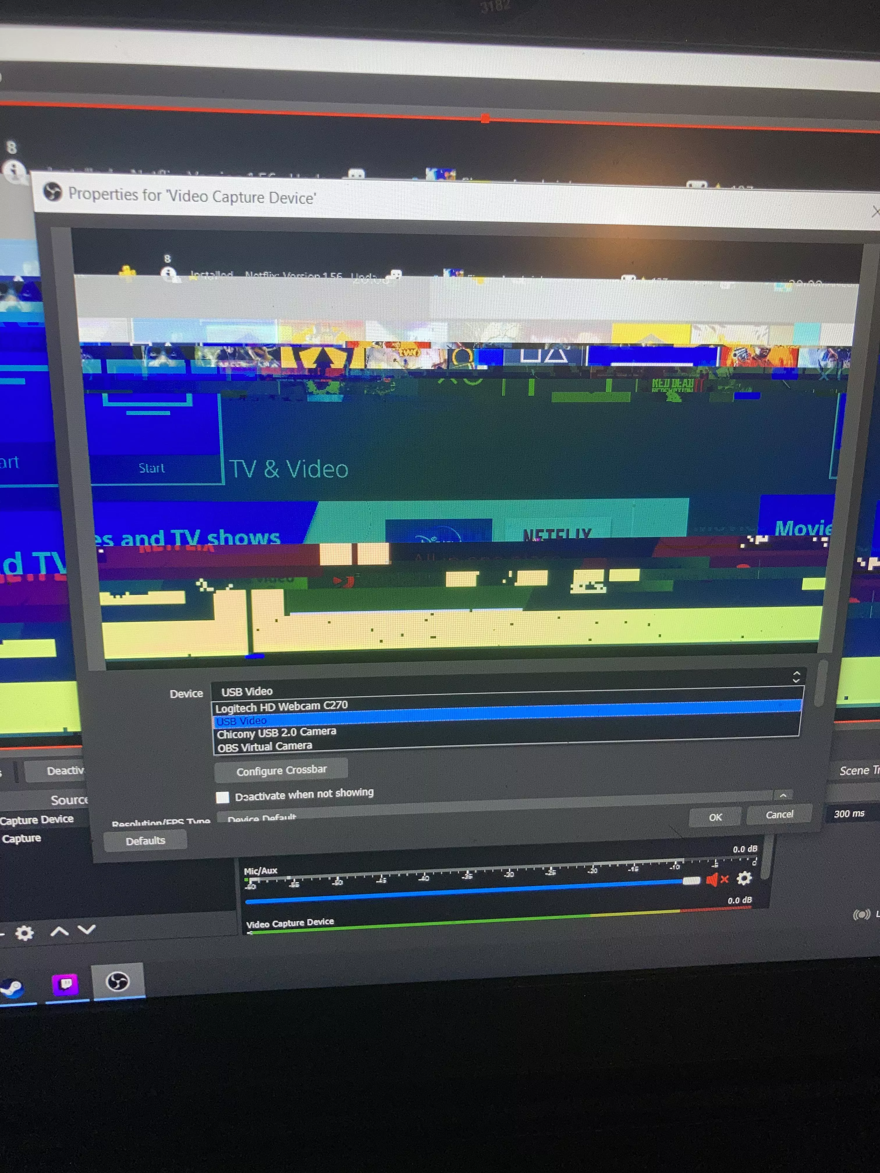 Why does my capture look like this? From my ps4 via usb-c capture card into OBS