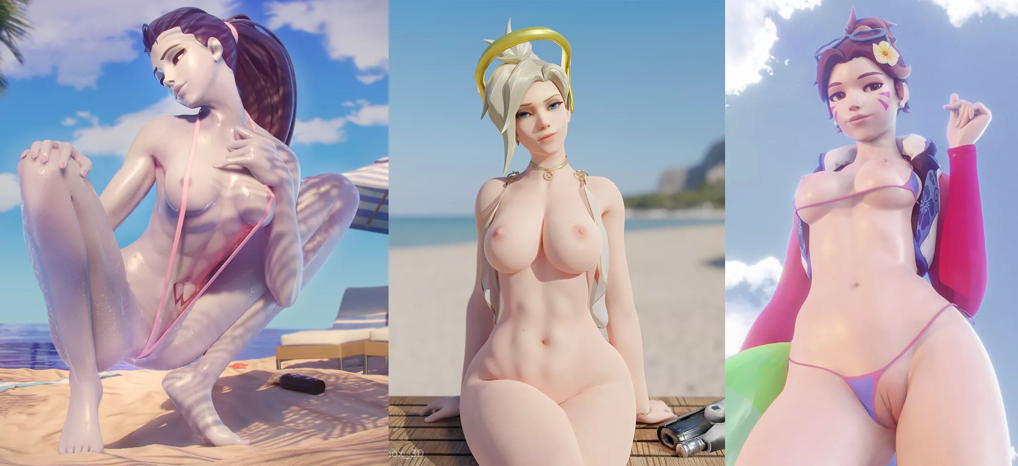 Widowmaker, Mercy & D.Va | Who Served The Best Beach Look? (ForceBallFX, LunchBox3D, Tayra) [Overwatch]