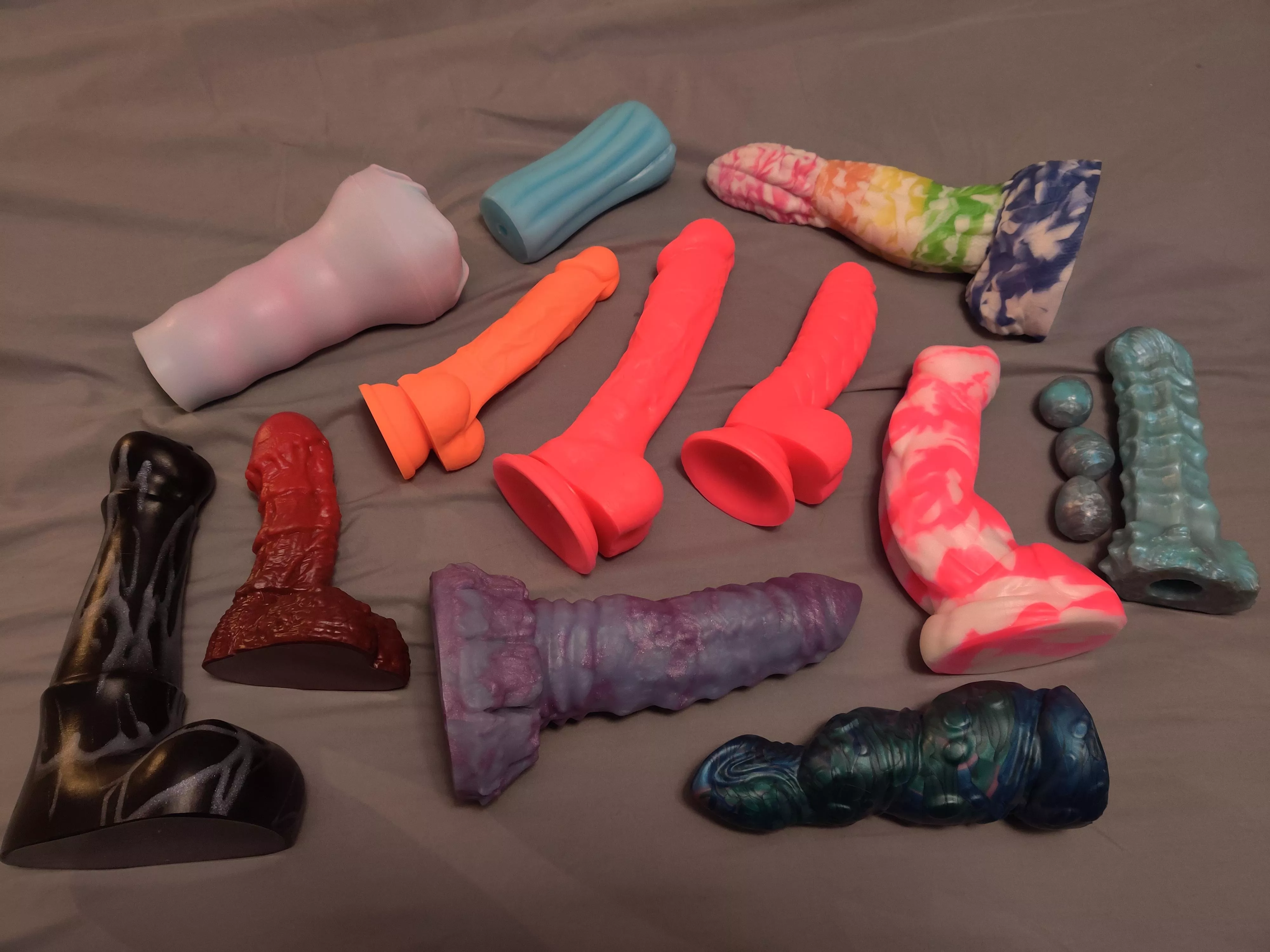 Wife and I may be obsessed... Our collection after only 3 months of buying silicone friends