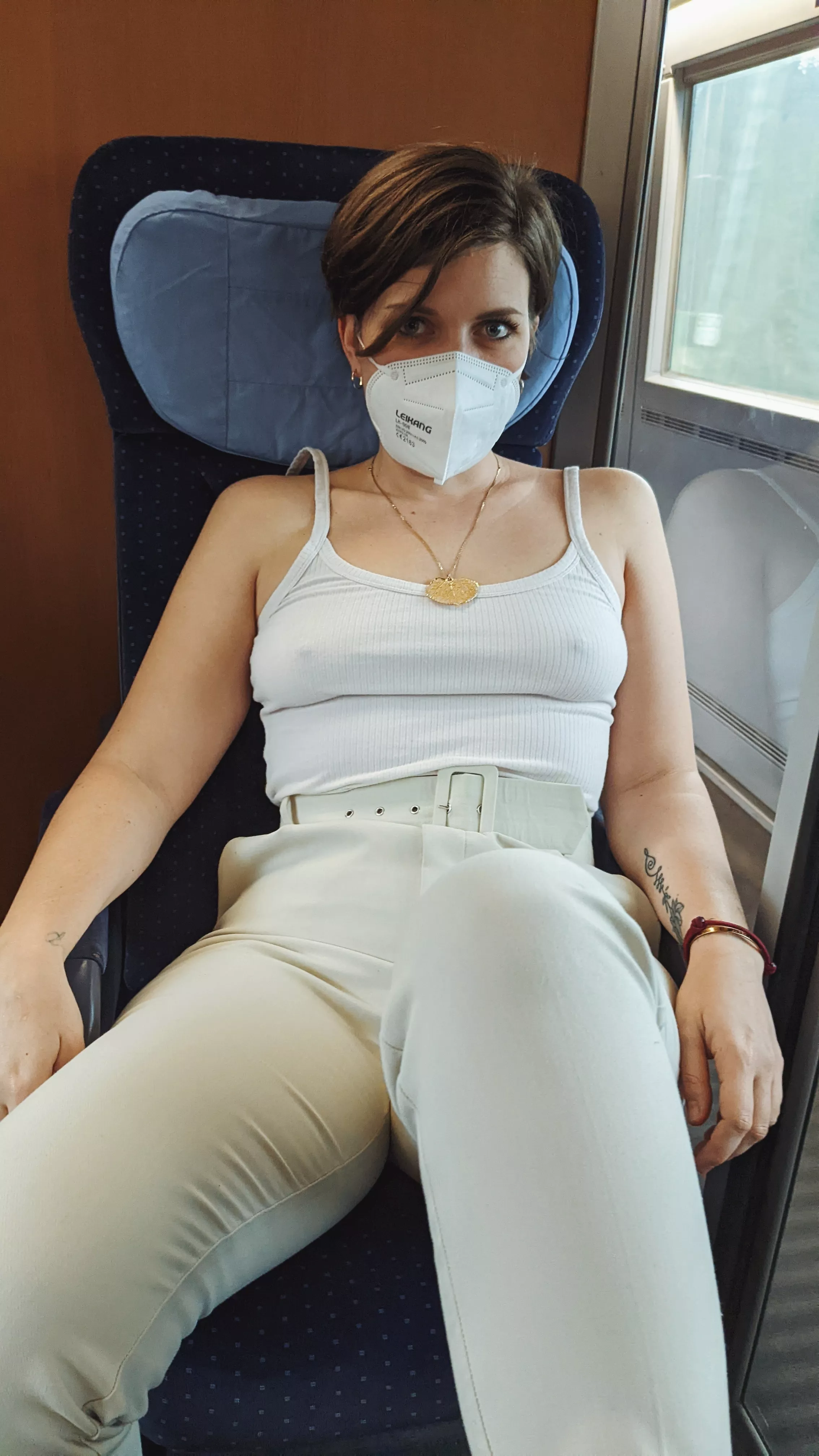 Wish I could take my top, uhhh, mask off on the train