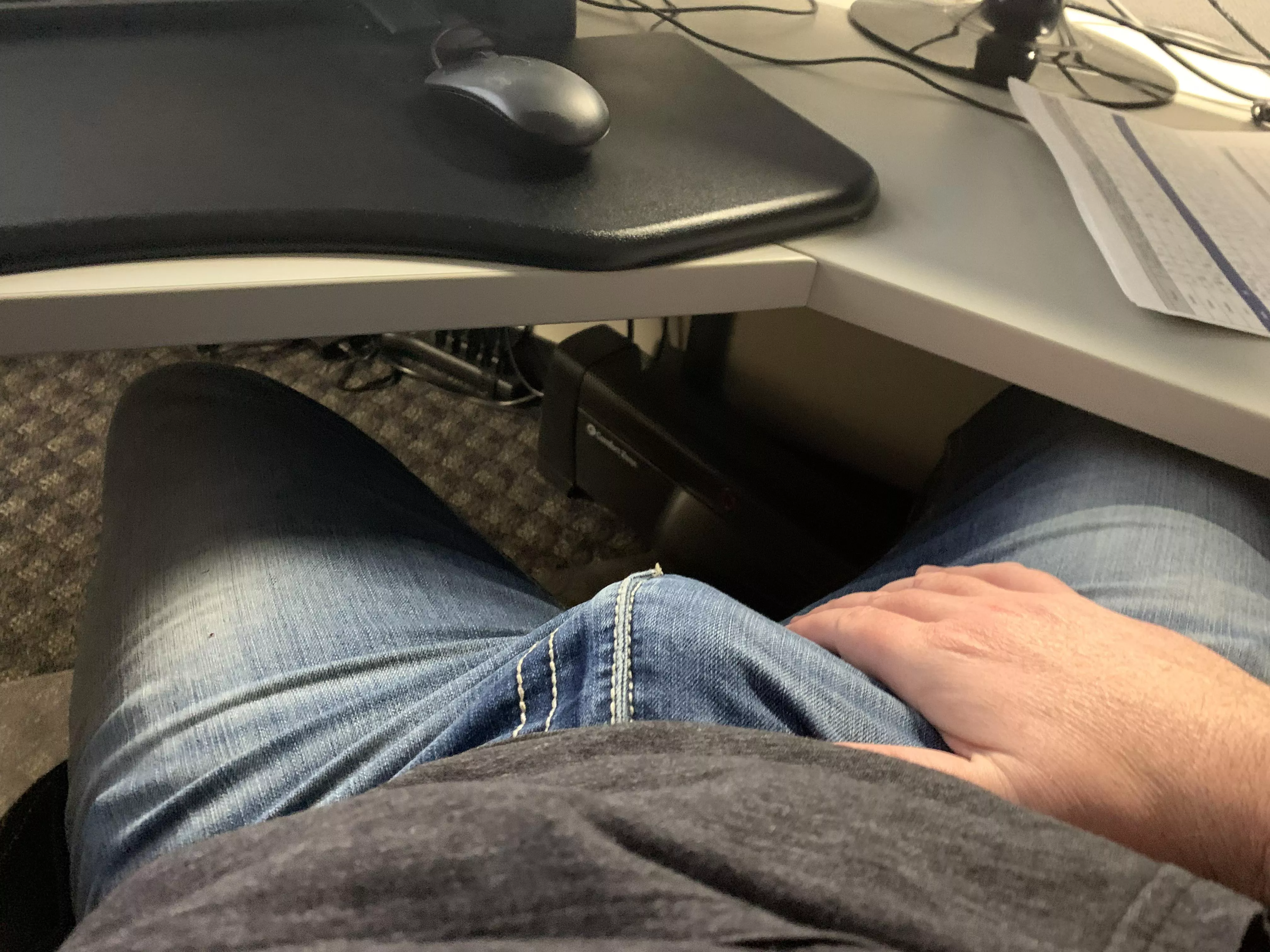 Work bulge dying to take it out and stroke it!