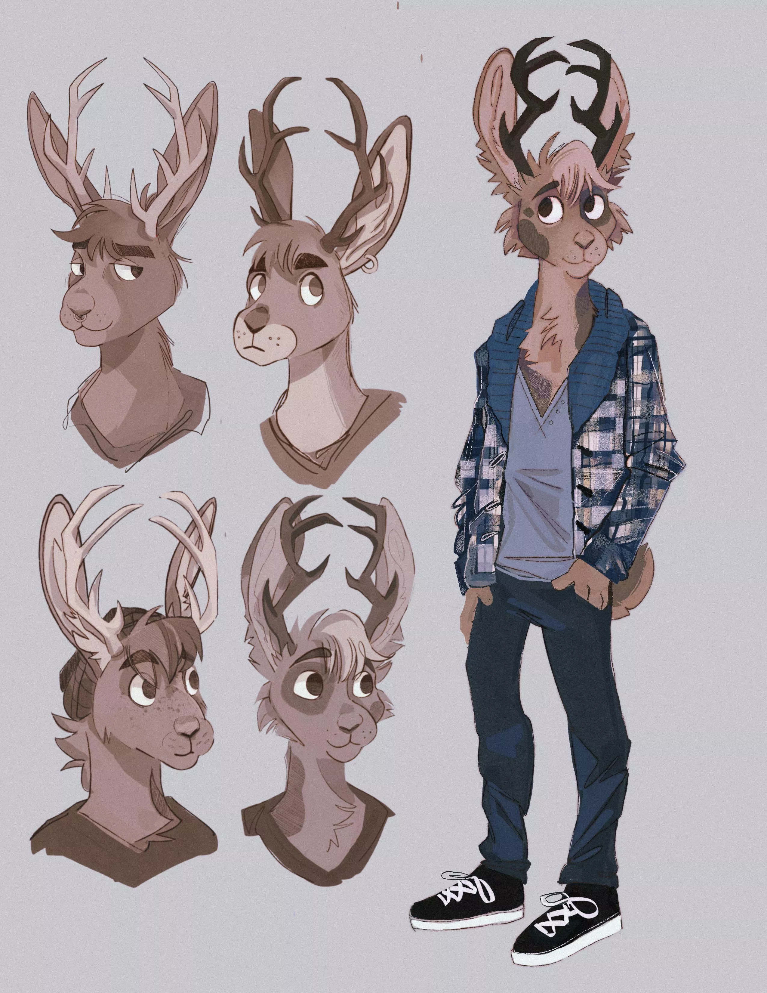 Work in progress of a fursona design commission! Worked in stages to develop the final look—- my commissions are opening again next month