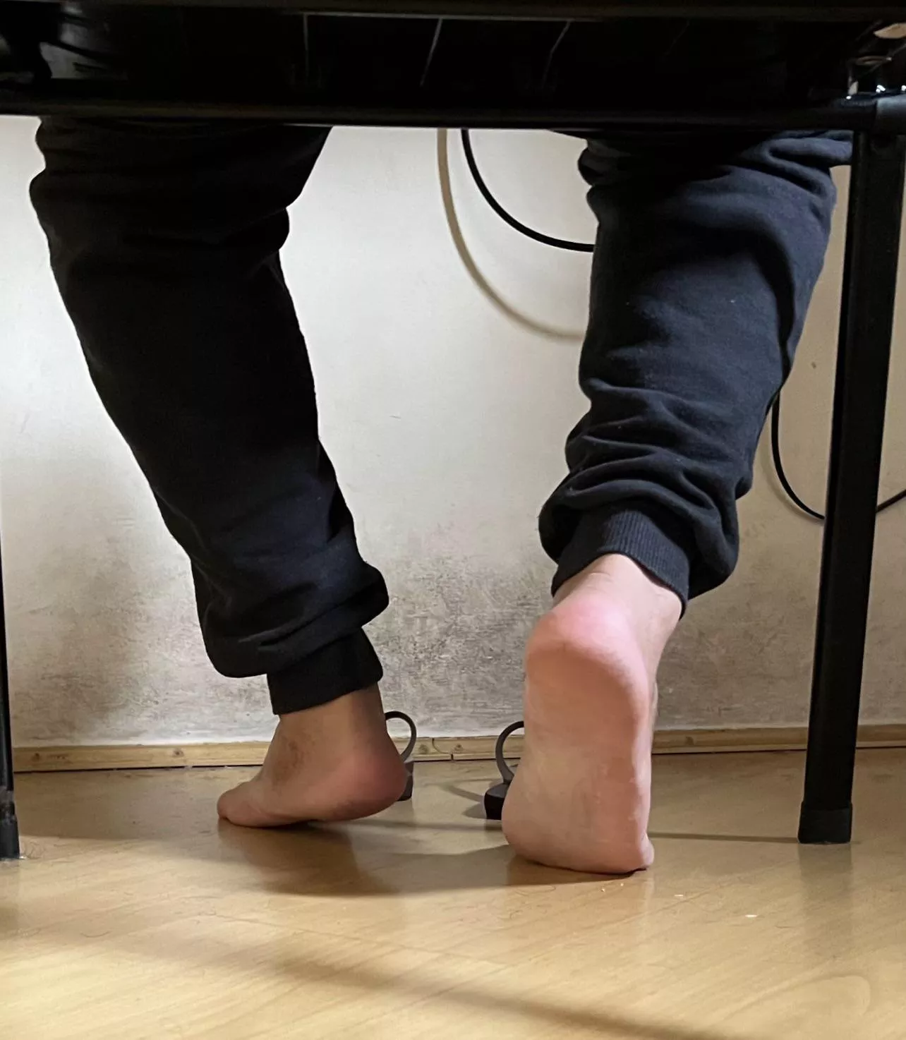 Working from home bare feet