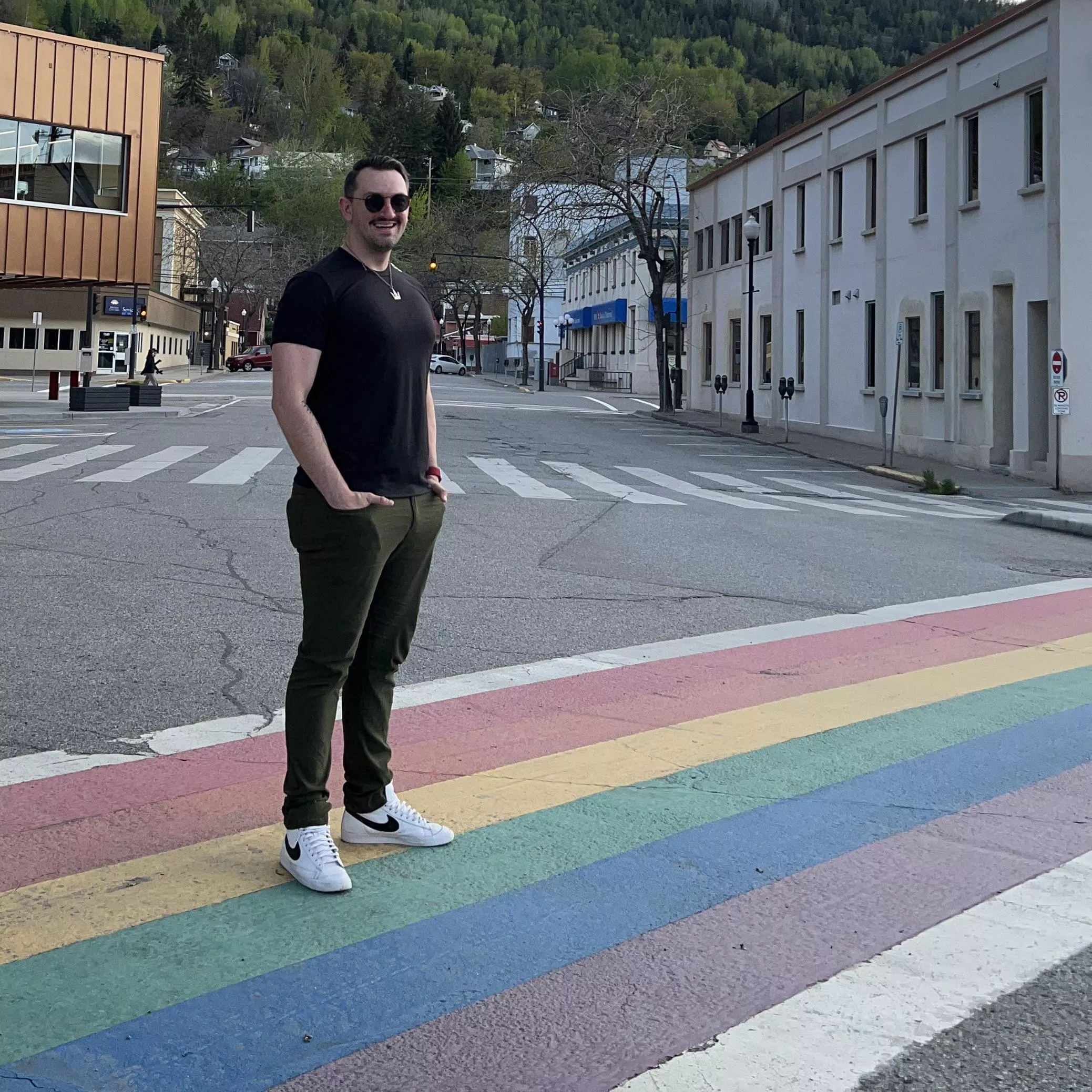 Working out of town in a smaller city, and was so happy to find this. This one crosswalk lets SO many people know they are welcome. I know it made me feel welcome too.