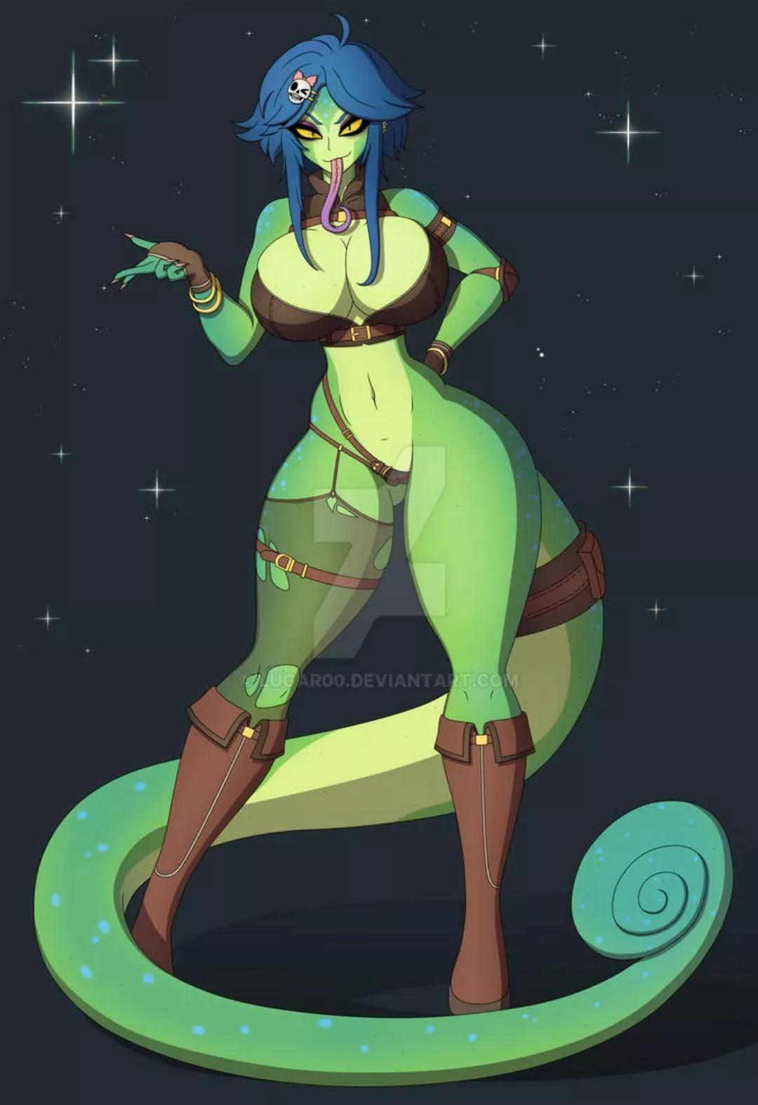 Would you want a kiss from this chameleon lady? ðŸ’‹ðŸ‘… drawn by my partner ðŸ’š