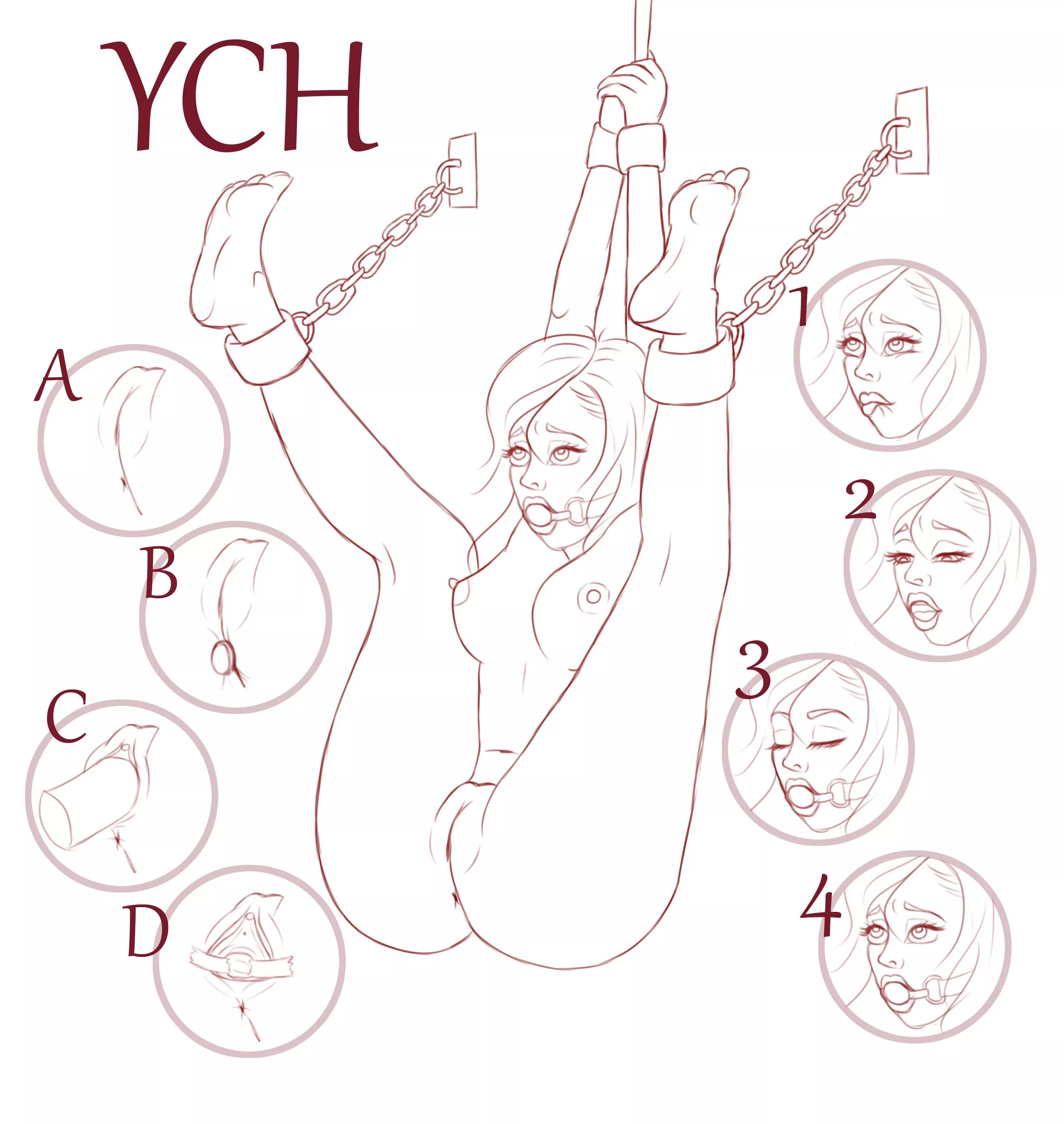 YCH €45! Choose between face and genital options (eg. A1) Finished piece to be rendered in full colour with shading. Dm for more info or to order!