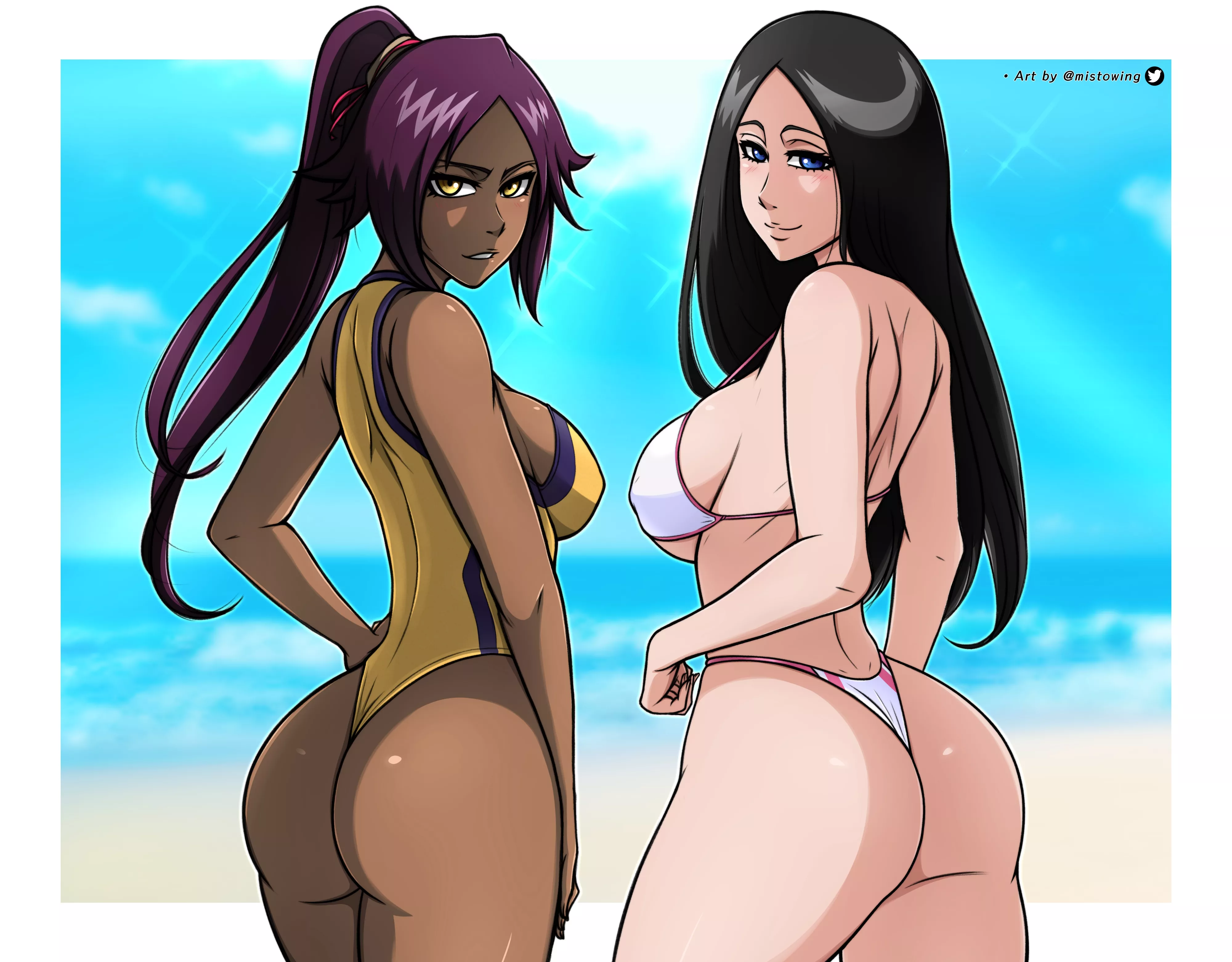 Yoruichi and Unohana (drawn by me @mistowing)