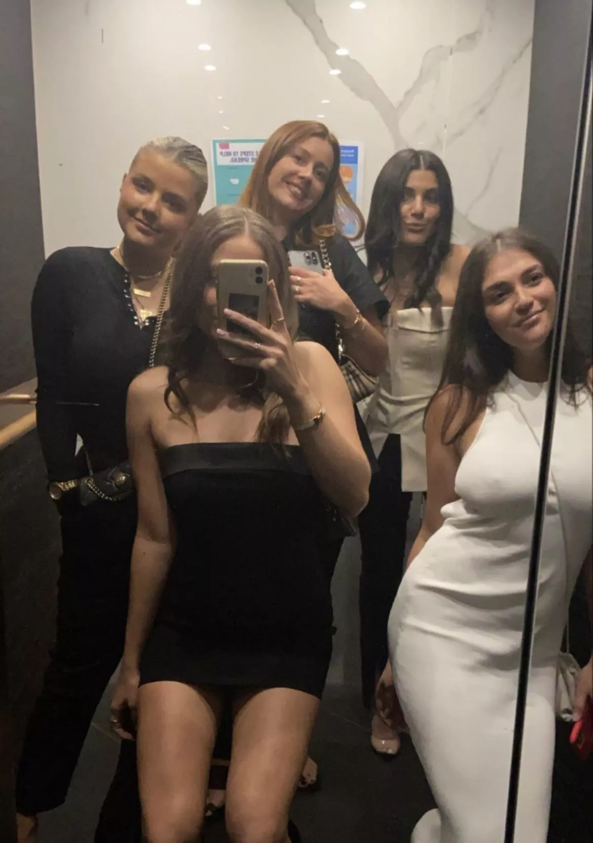 You get stuck in the lift with these sluts. Who you fucking first?