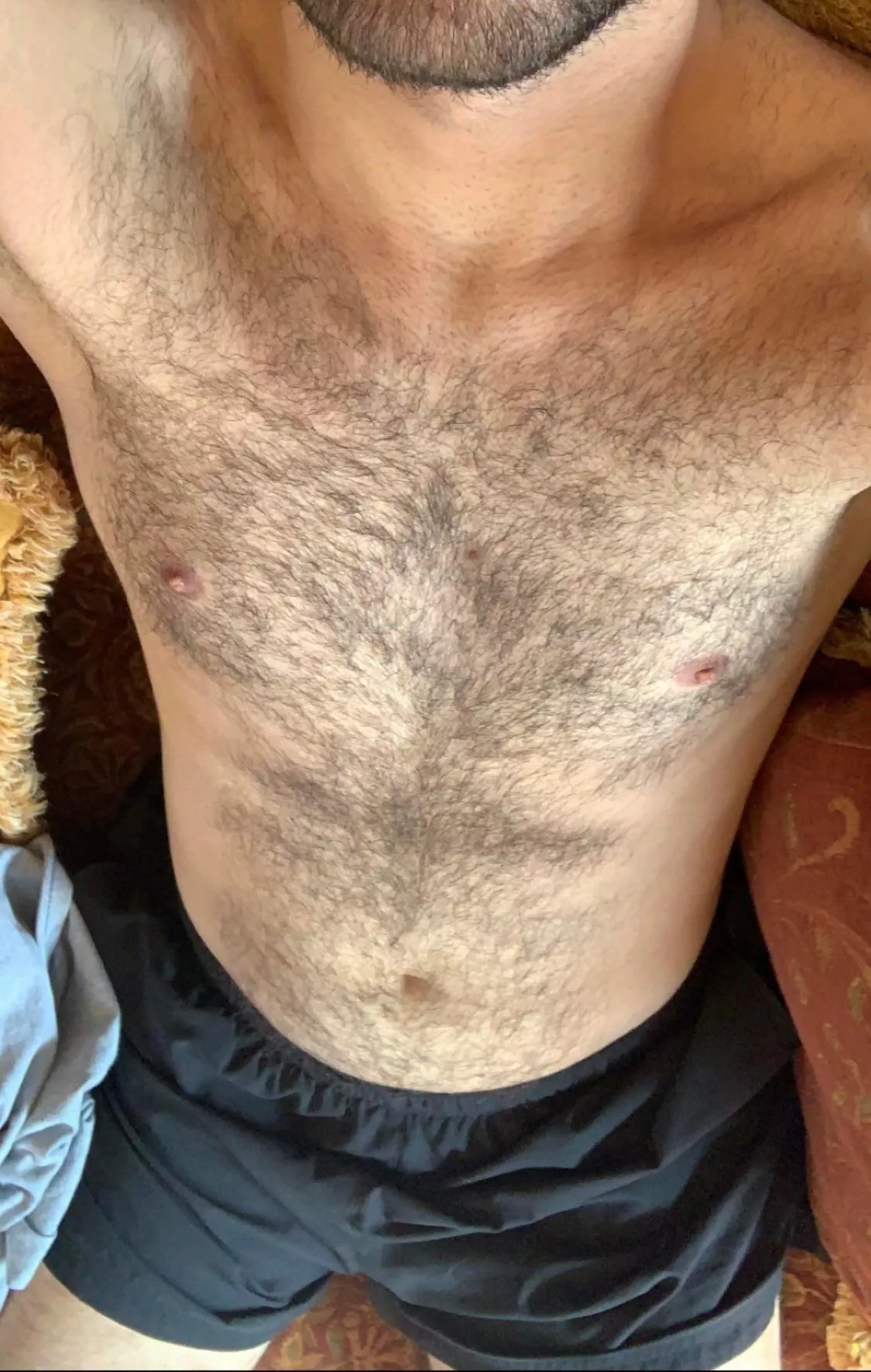 Your hairy chest against mine?