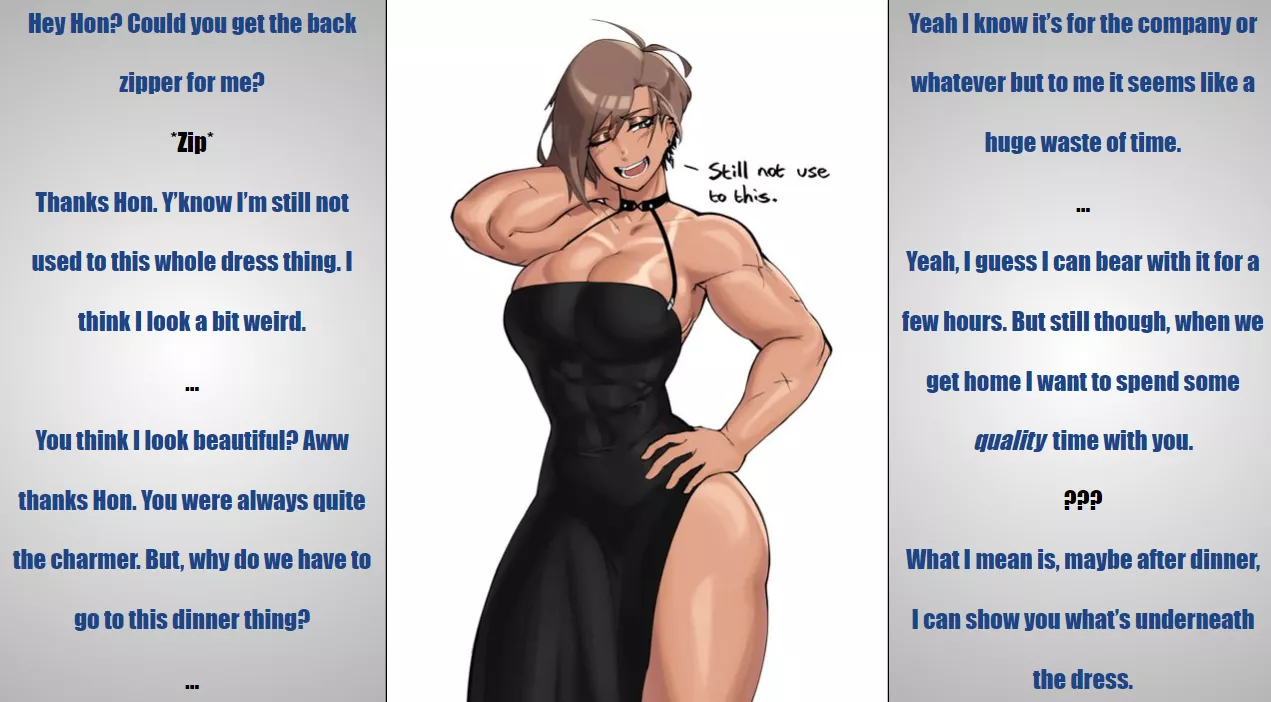 Your Muscle Girlfriend and Her Dress [Wholesome] [Implied Sex] [Muscle Girl]