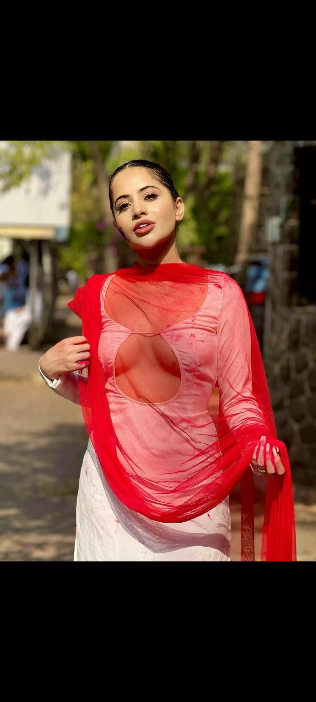 Your sister went dressed like this to play Holi with her bull, knowing full well that any water on her dress would show her nude body. What do you think happened next?