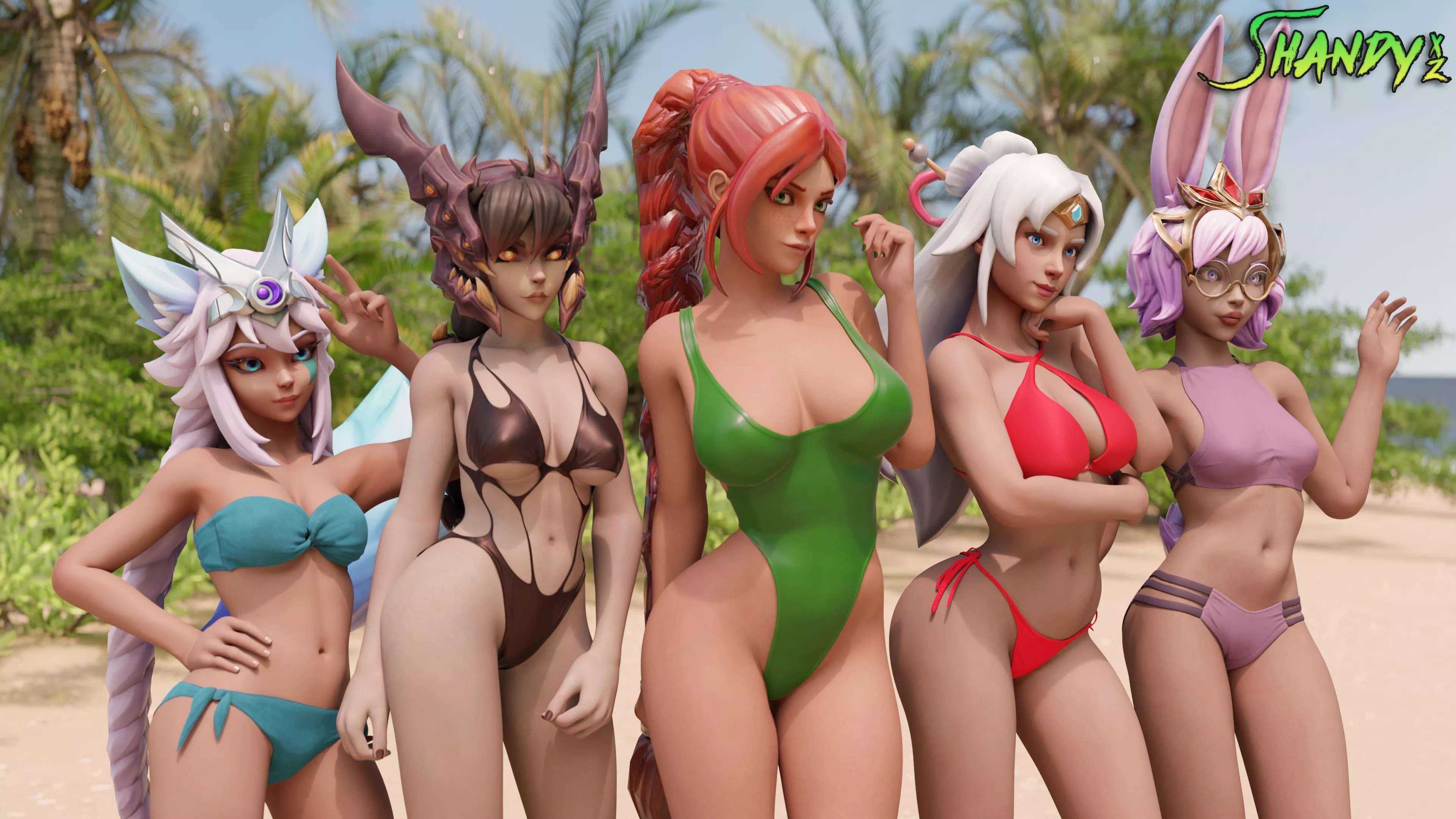 Your waifus on the beach