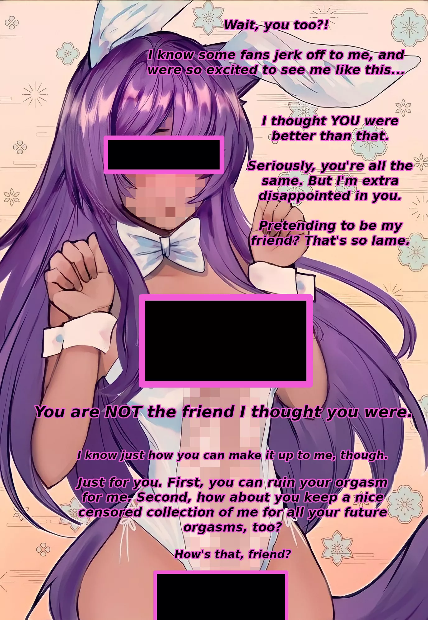 You're a terrible friend. How could you? [F][Censored][Ruined Orgasm][art by @succubvtch][edit by me]