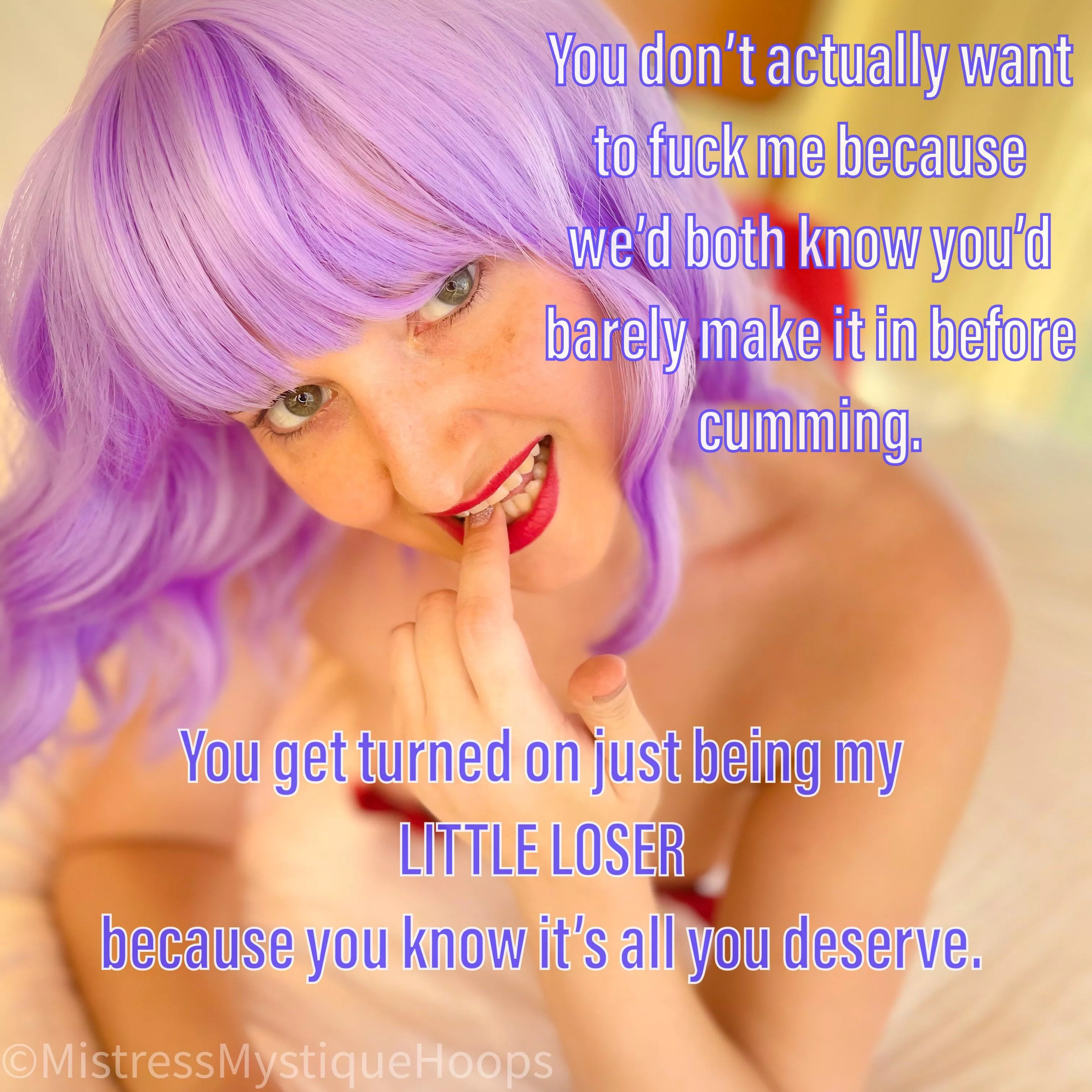 You're incapable of fucking a Goddess like me. ADMIT IT [oc] ðŸ’œðŸ˜ˆðŸ’œ