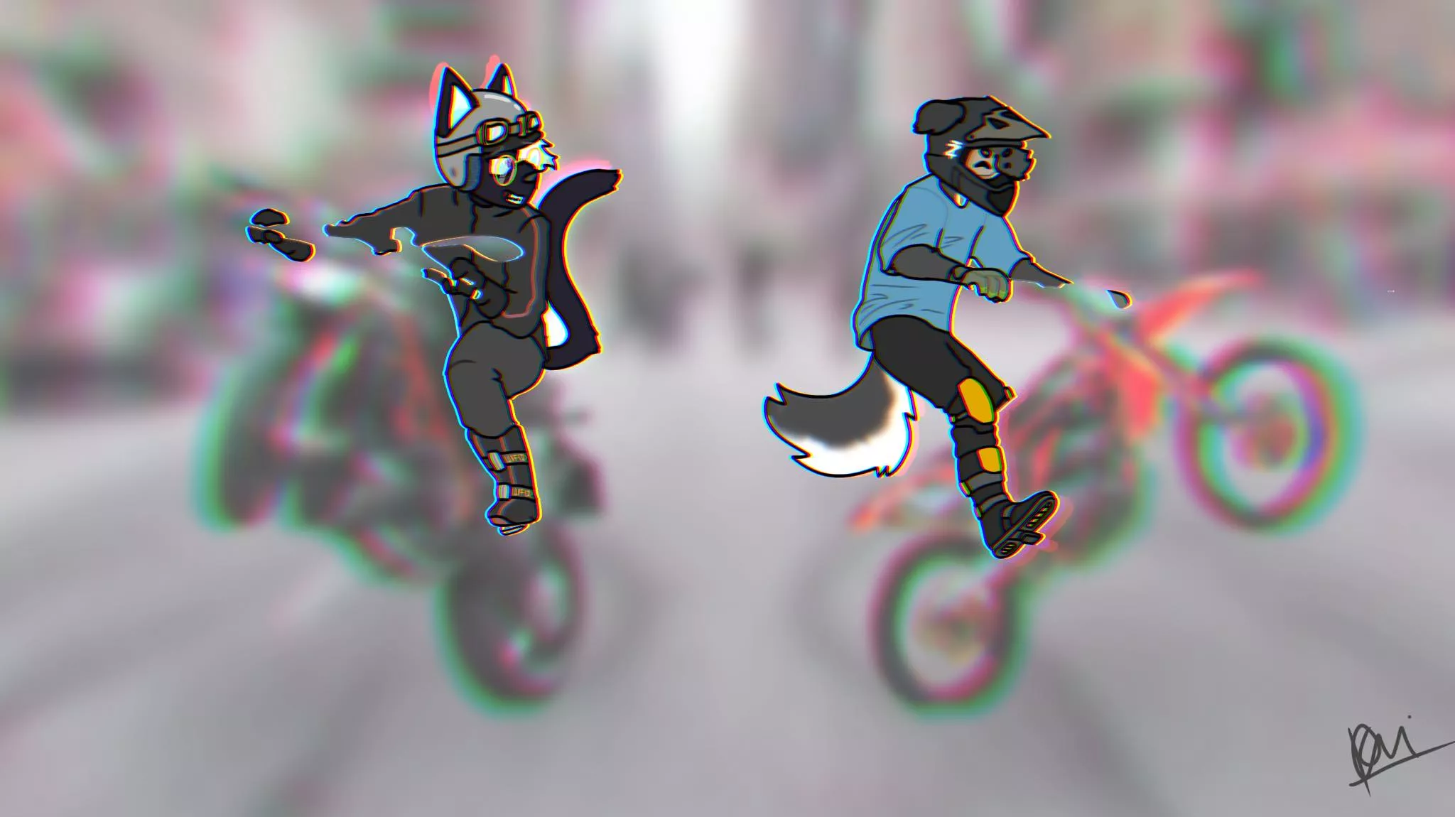 Zachary and Riley absolutely SHREDDING on the streets!!~ VRRRRRATATATATA!!~ (Art by me)