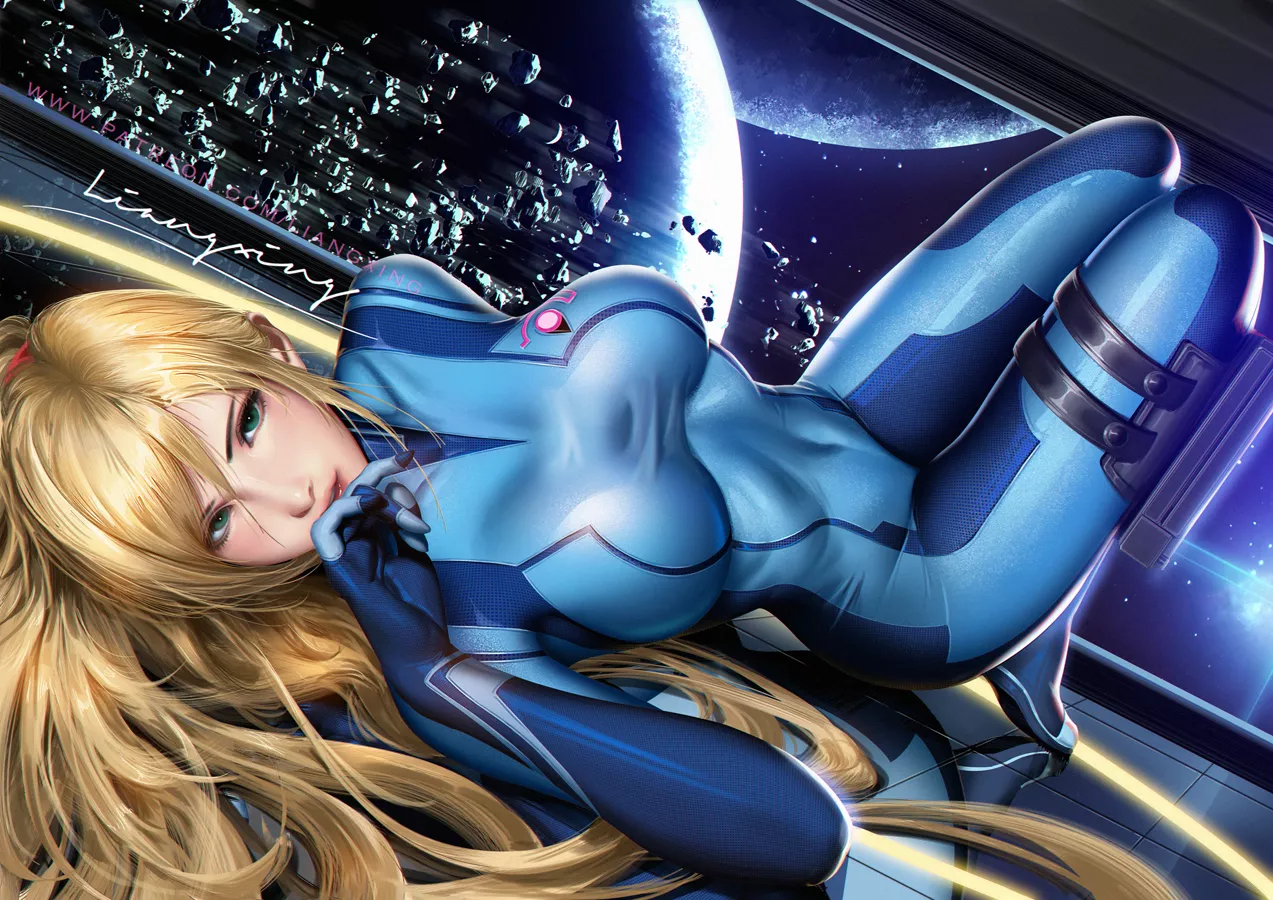 Zero Suit Samus On Her Back (Liang Xing ) [Metroid]