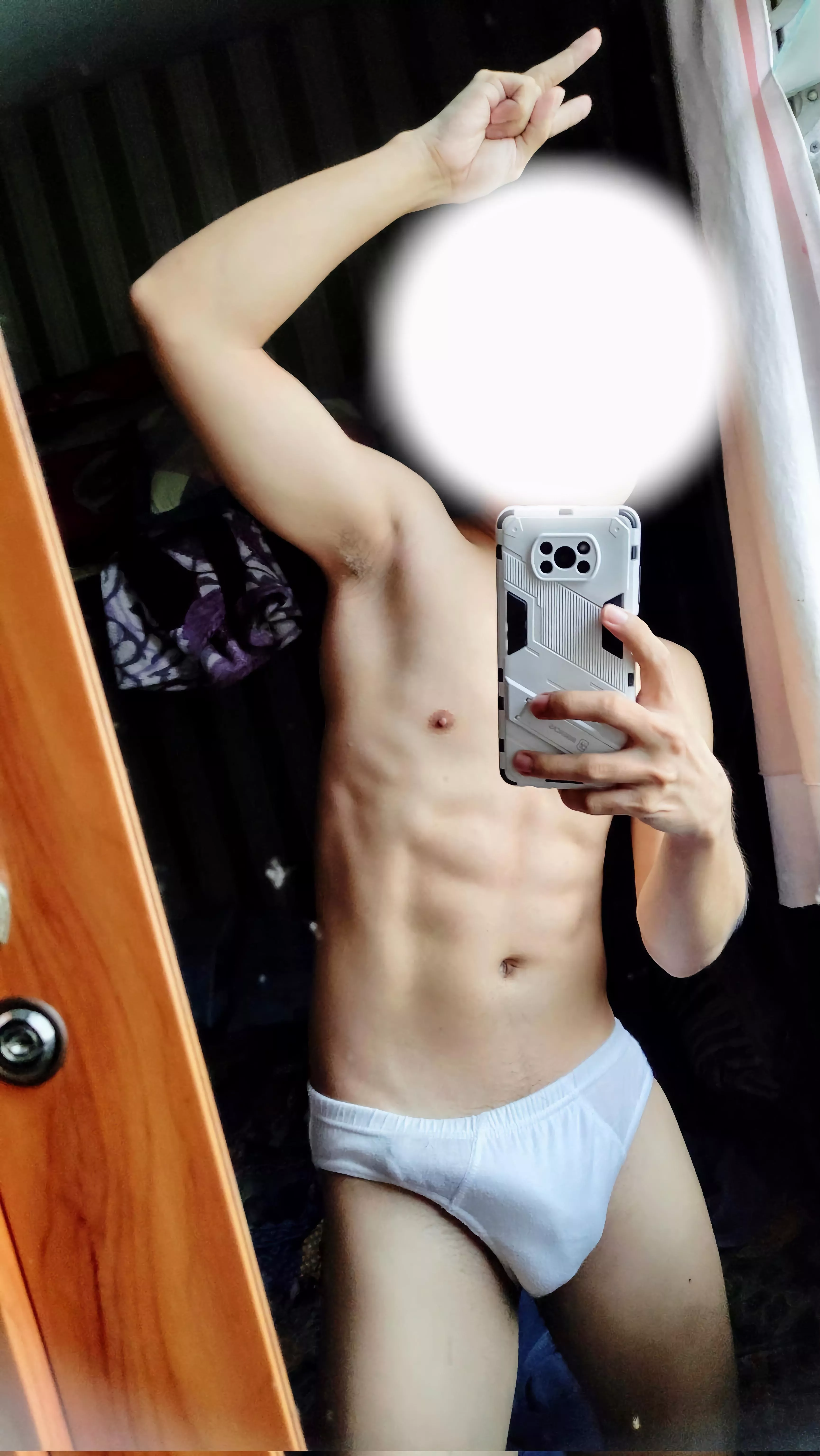 20yo skinny smooth boi with abs taking a selfie 😈