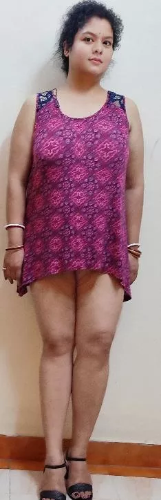 29F [F4M] inferior hindu wife. Standing in front of her white over Lord for inspection.