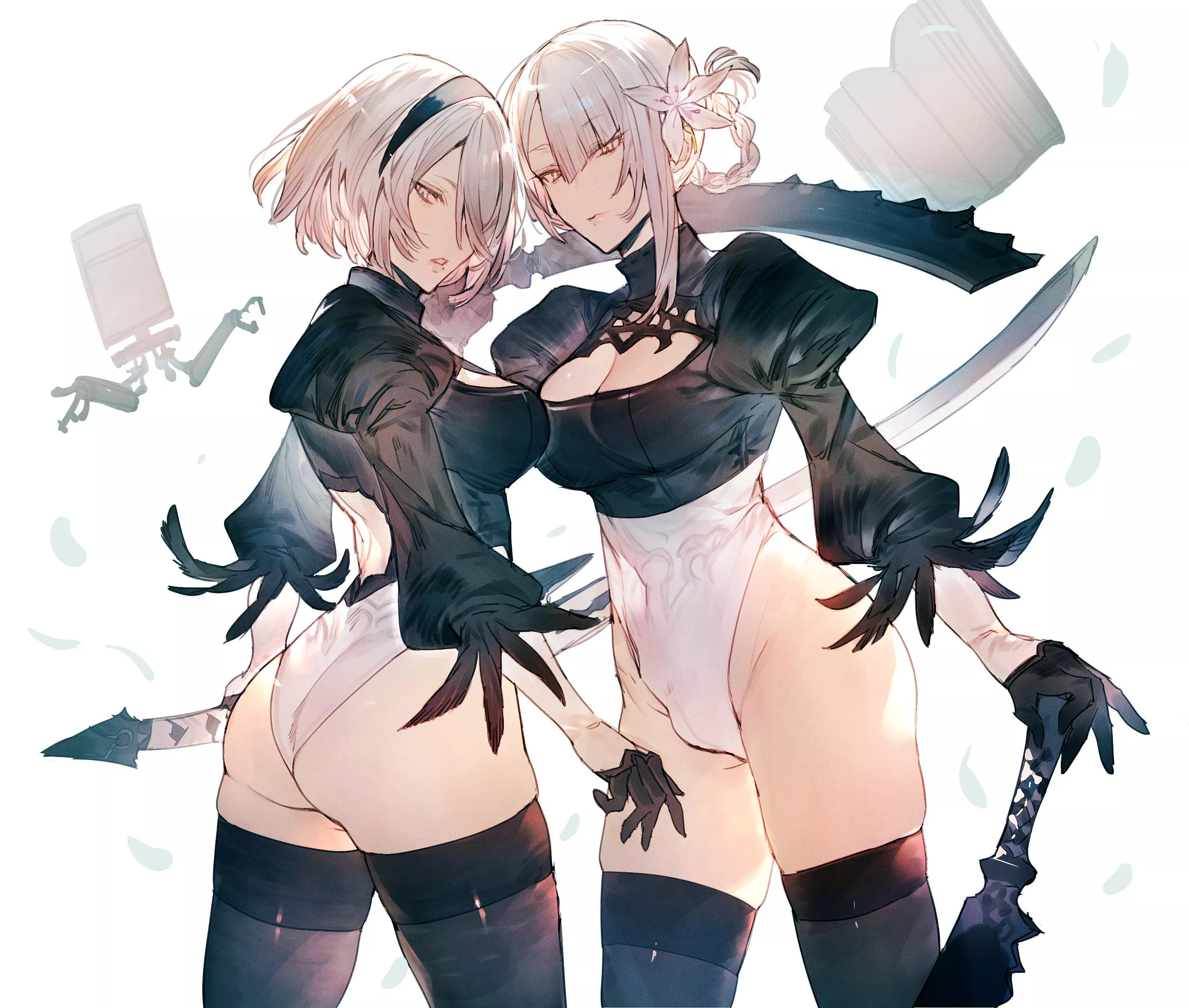 2B And Kaine Same Outfit Leotards (Mayutsuba Mono) [Nier]