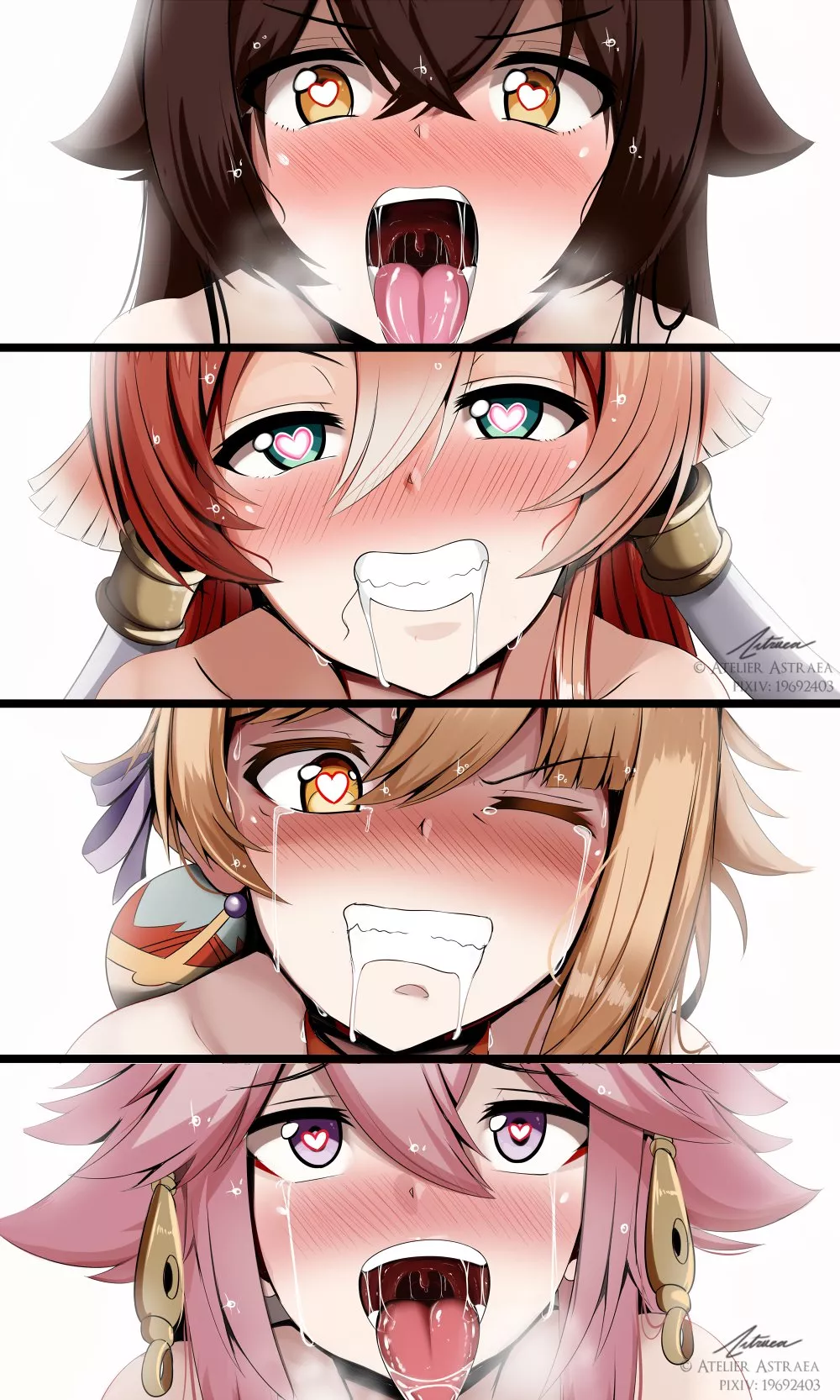 4 waifu make ahegao face