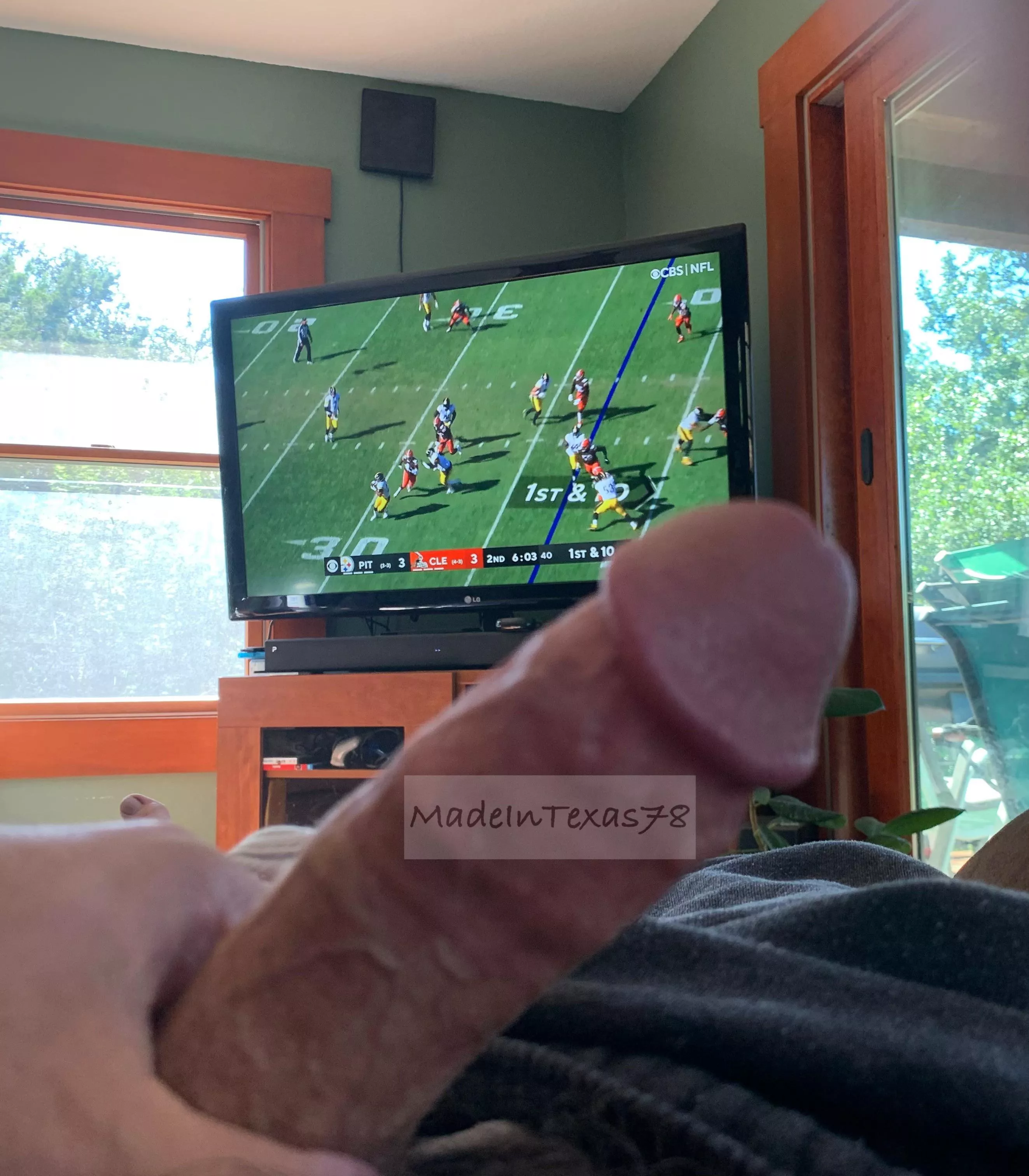 (43) just me and my cut cock, cut’n up watching football