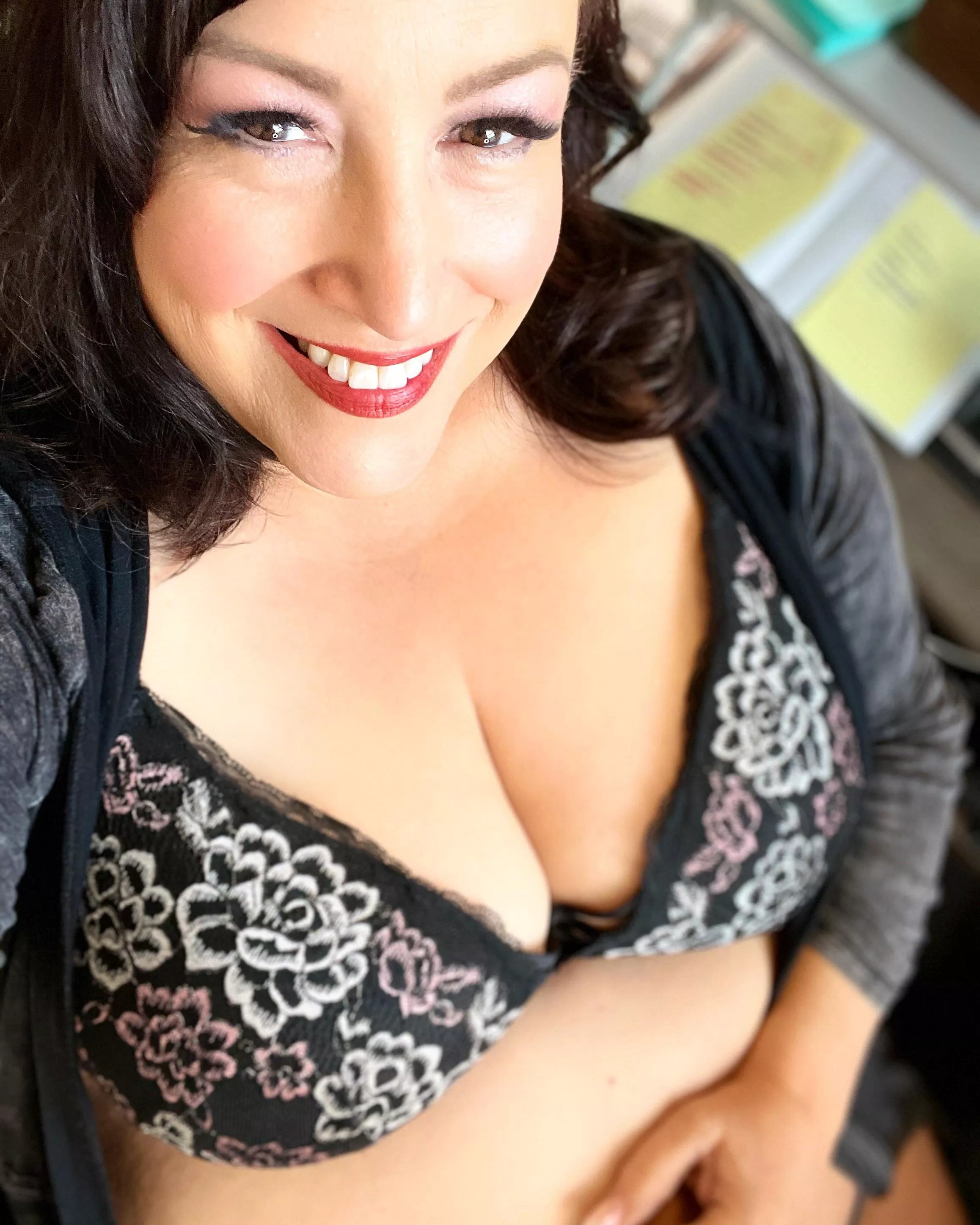 56 and a little busty, but definitely natural.