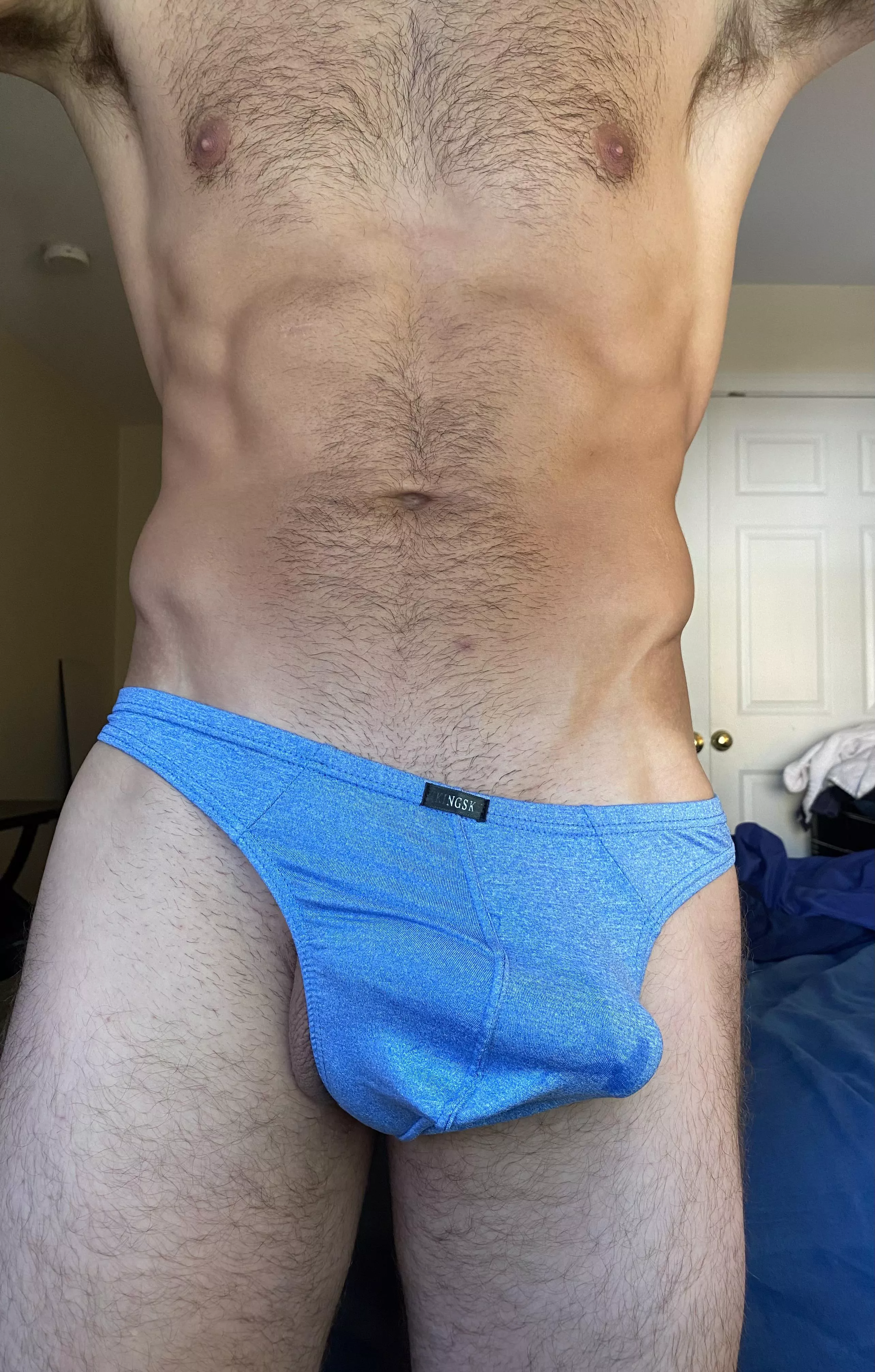 A bulge, with a dash of pre cum