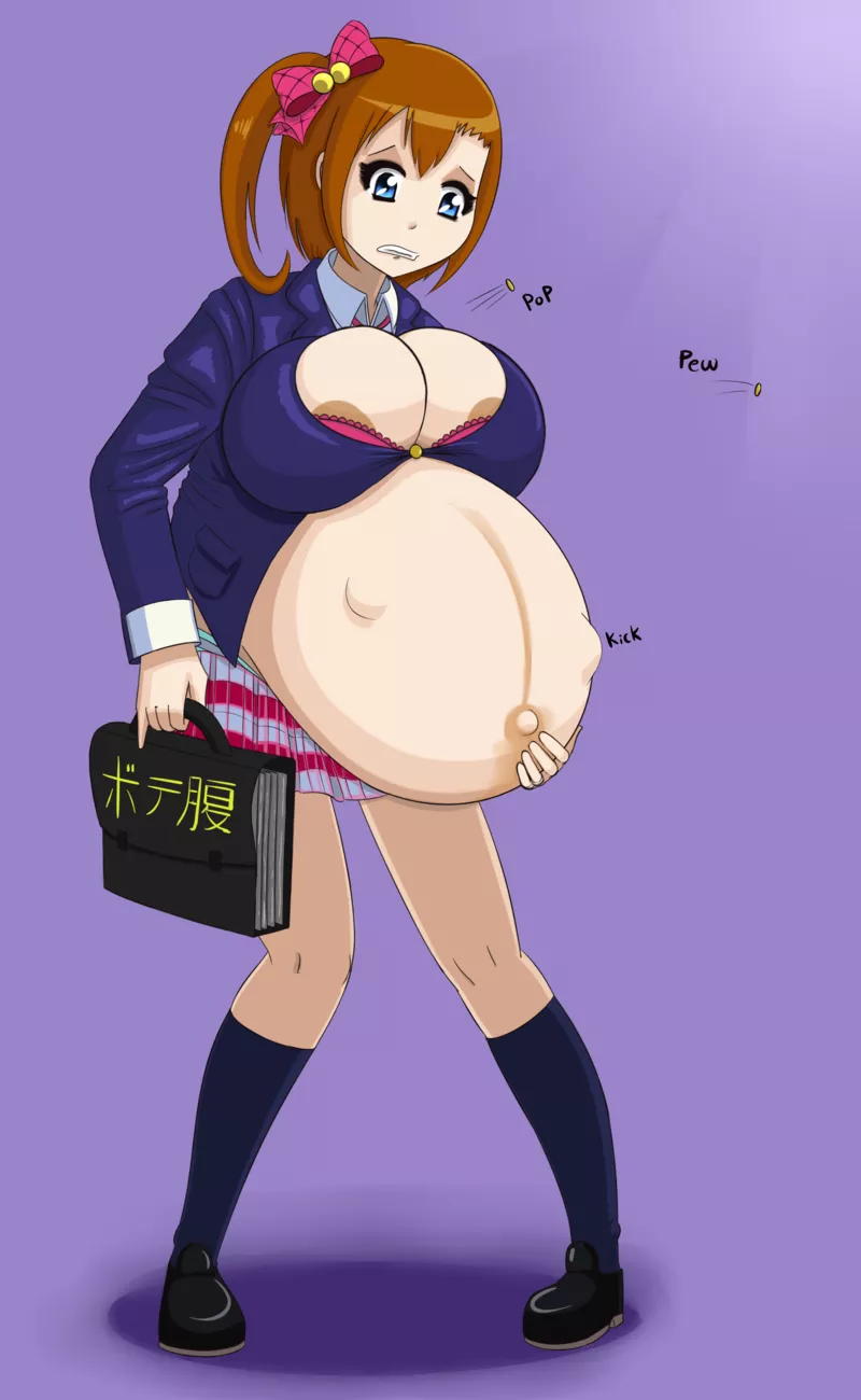 A growing schoolgirl (pregnant and breast expansion) (Unknown creator)