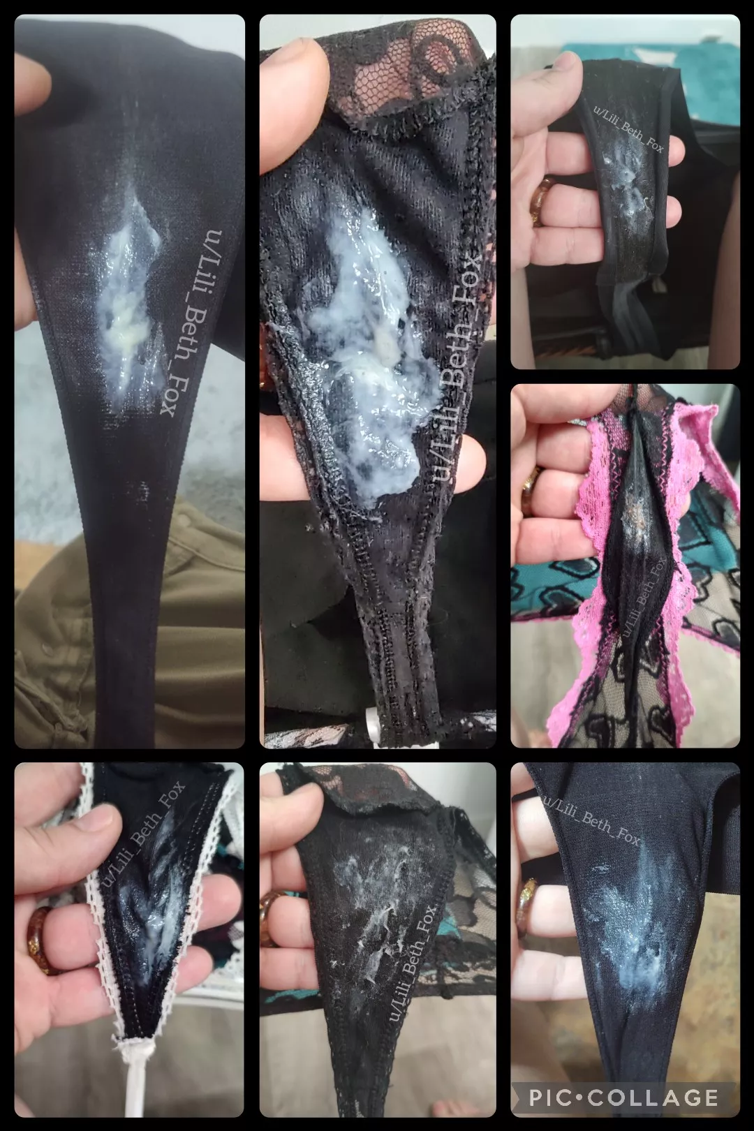 A little collection of my wetspots on Black Panties, in celebration of Black Friday! ðŸ–¤ [OC]