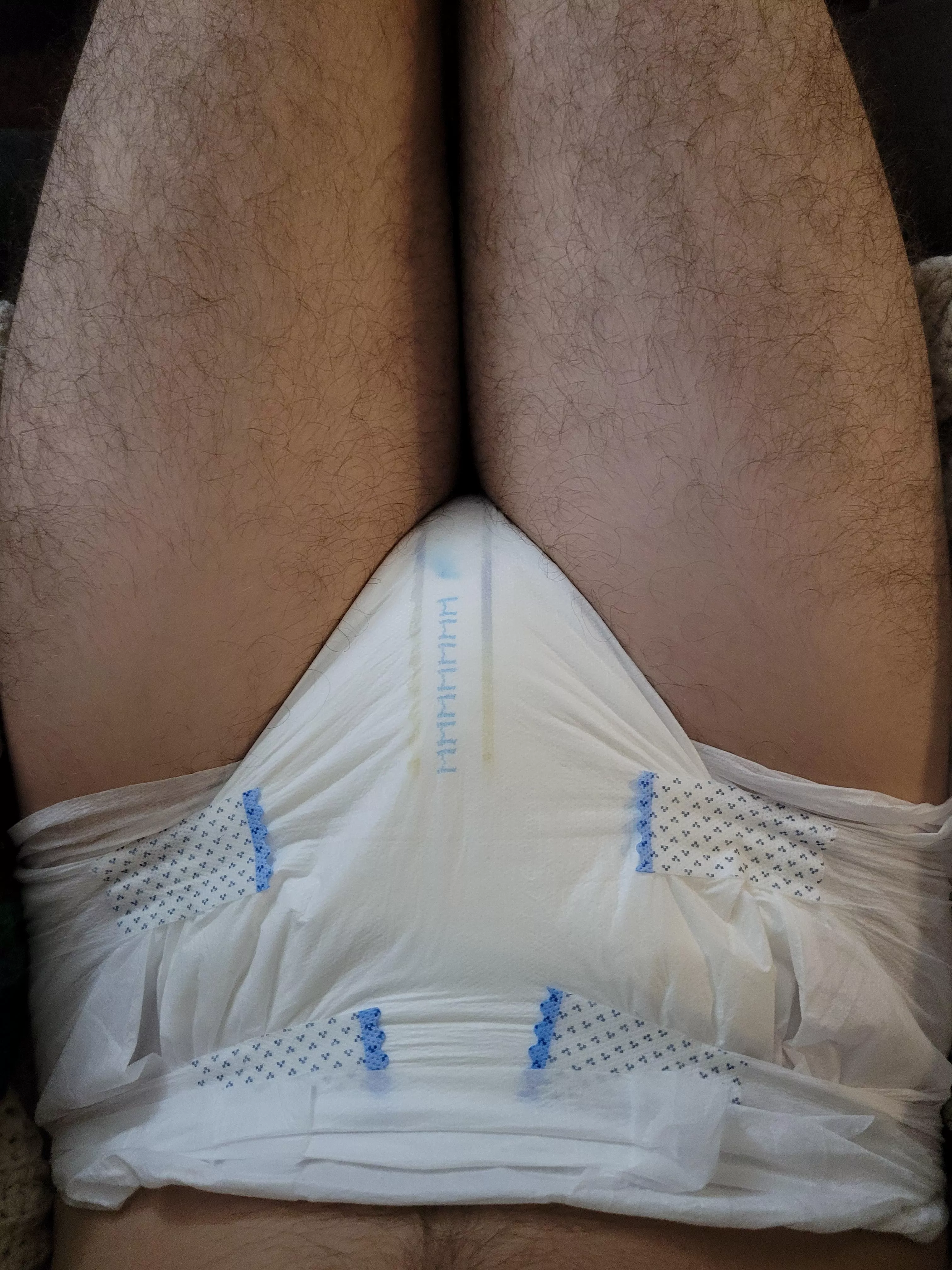 A little wet. My wife and I have finally reached an understanding about me wearing diapers! I'm so happy and grateful to be able to be open and share this with her. I feel free. It will take some time to really get to the level I want, or that she is co