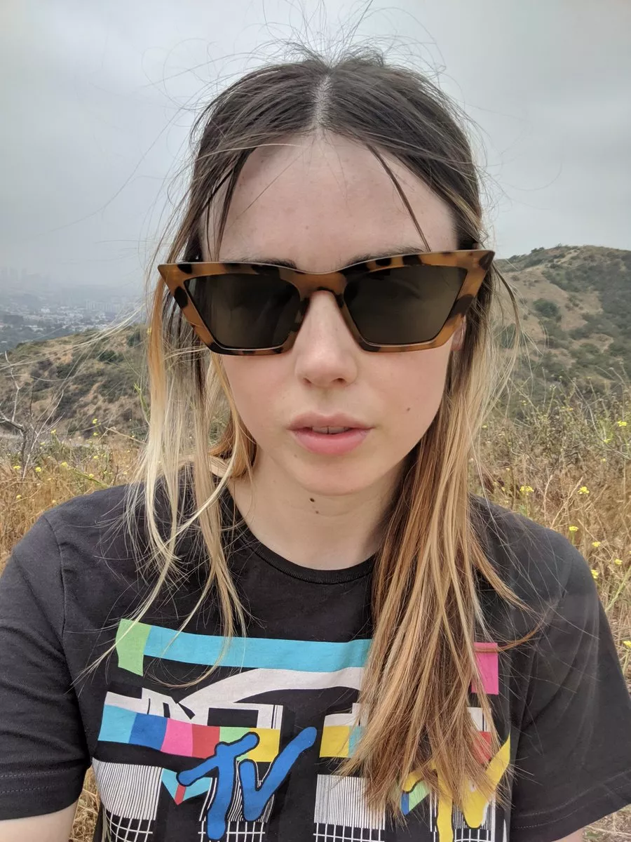 A picture of Her not hiking.