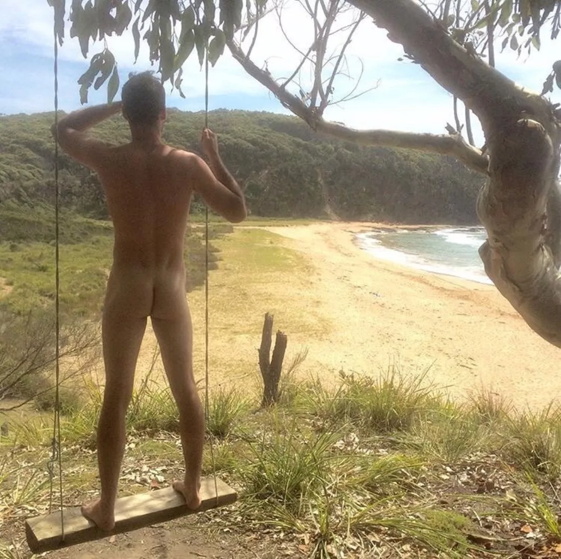 A swing, overlooking the beach.