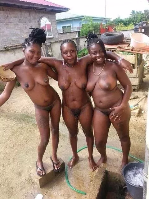 A trio of nude babes posing together