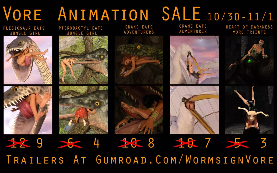 (AD)(Animations)Halloween Vore Animation Sale!(?/Non Human)(F/Human)(Soft)(Oral)(unwilling)(nsfw)(POV VR)(OC: WormsignVore Animations)