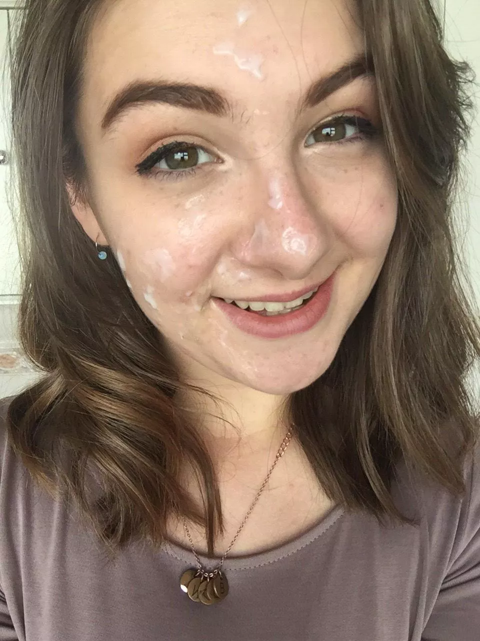 Adorable Brunette asks her followers if they think cum will help her complexion