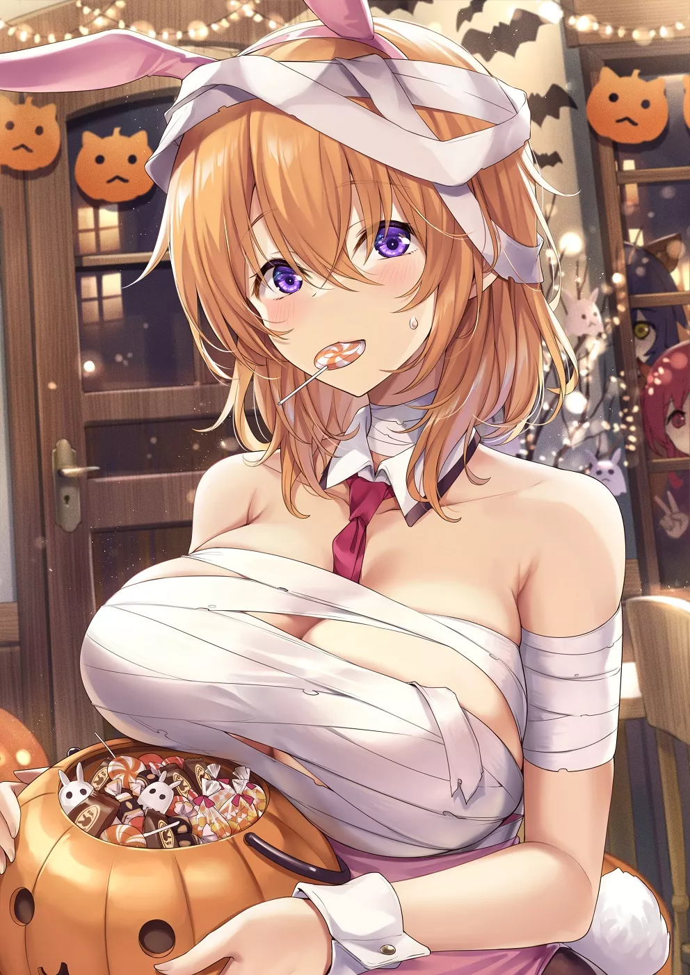 Adult Cocoa as mummy rabbit for Halloween [GochiUsa]