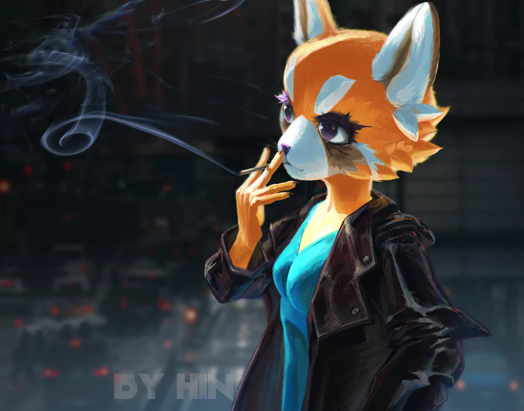 Aggretsuko smoking (by me, Hini :3)