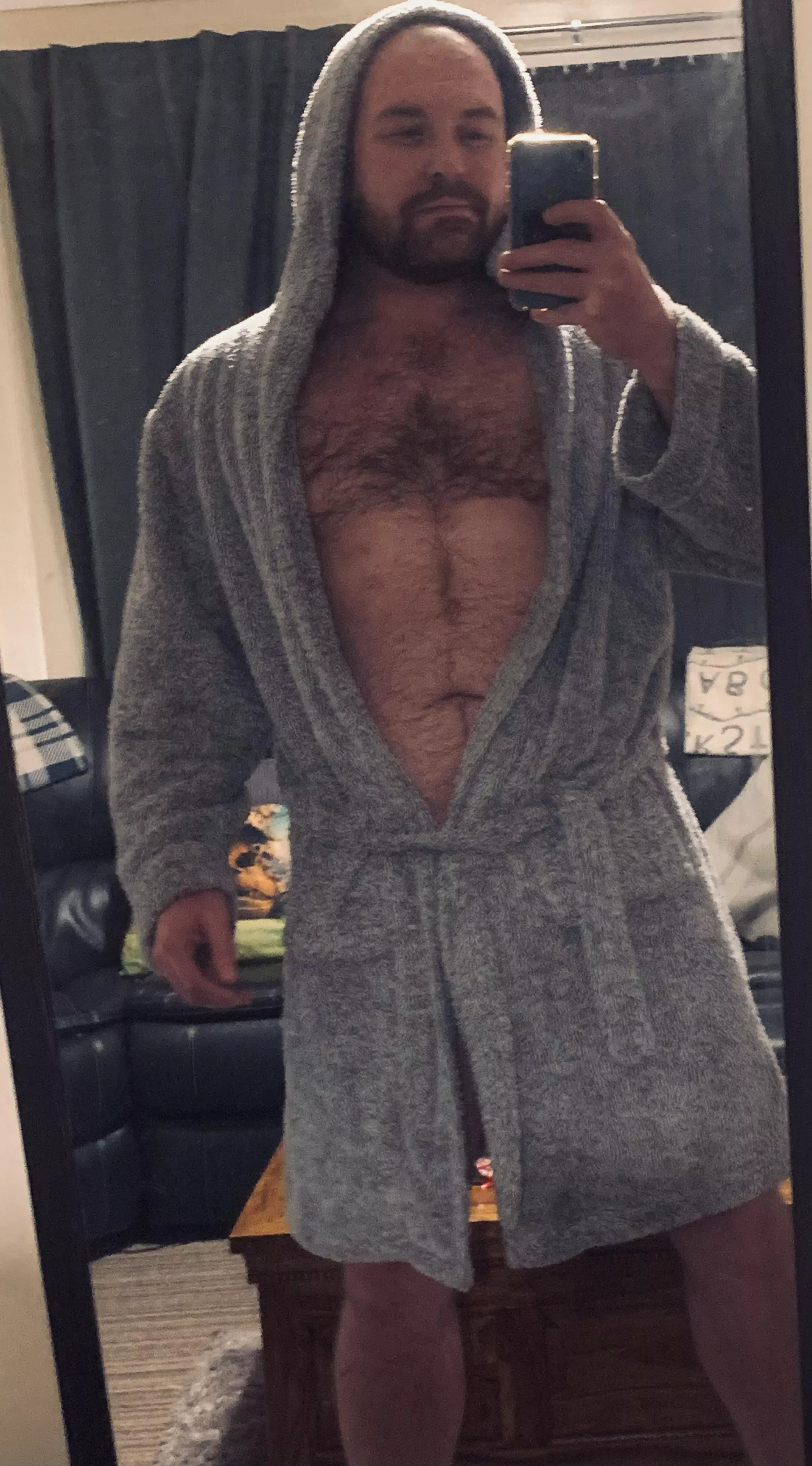 All cleaned and ready for bed. Who wants to get snuggly (and lose the robe ðŸ˜‡)