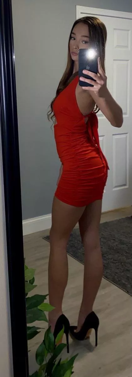 All legs in a red dress